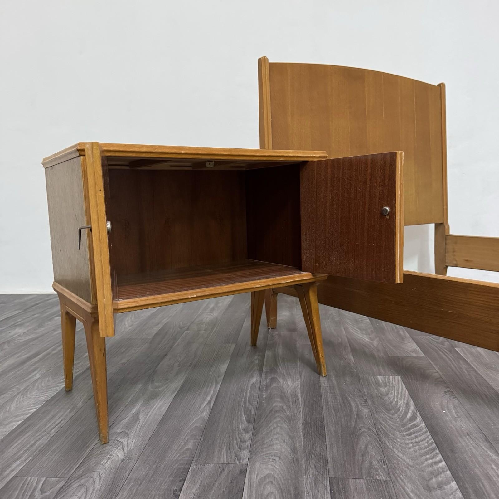 Gio Ponti Attr. Letto Singolo e Comodino Mid-Century Anni 40 Design Modernariato en vente 1