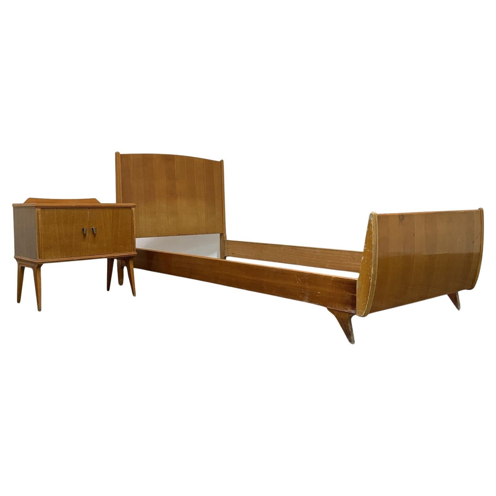 Gio Ponti Attr. Letto Singolo e Comodino Mid-Century Anni 40 Design Modernariato