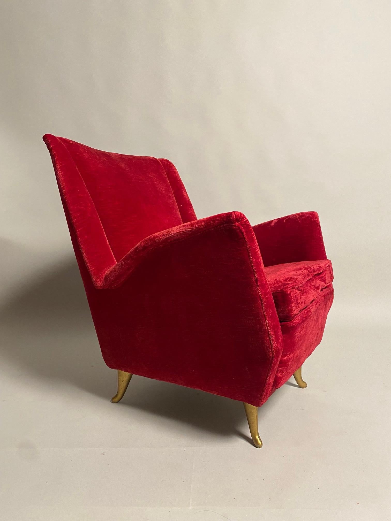Gio Ponti (Attr.), Set of two Wingback Chairs for I.S.A. Bergamo, Italy, 1950s In Fair Condition In Argelato, BO