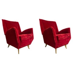 Gio Ponti (Attr.), Set of two Wingback Chairs for I.S.A. Bergamo, Italy, 1950s
