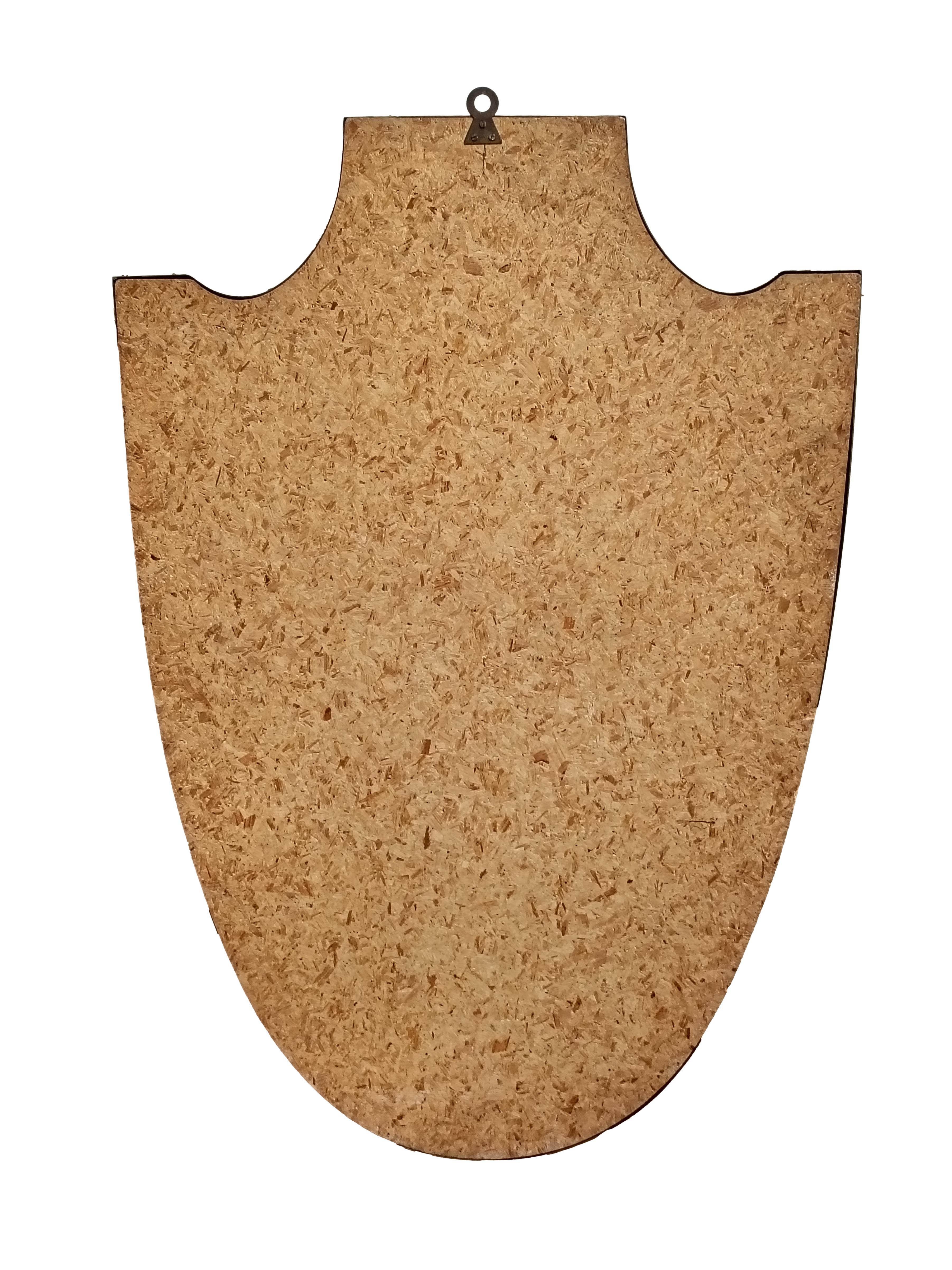 Laiton Gio Ponti Attr. Specchio da Parete a Scudo in Ottone, Italia 1950s en vente