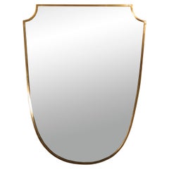Gio Ponti Attr. Messing-Schild-Wandspiegel, Italien 1960er Jahre