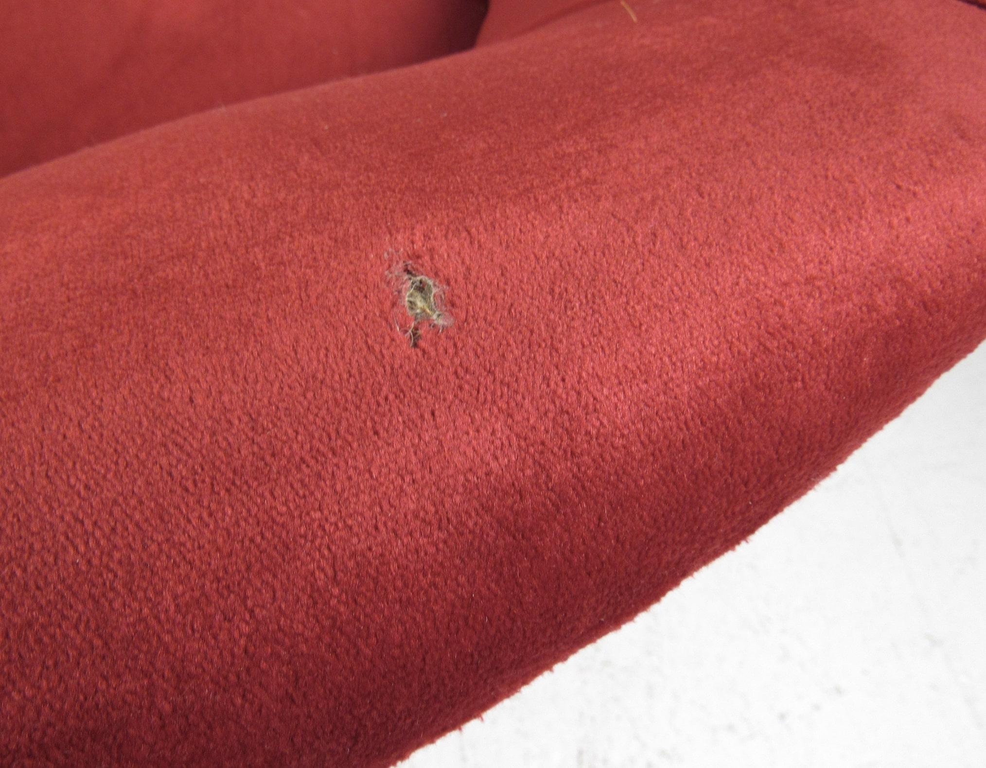 Gio Ponti attr Velvet Loveseat For Sale 3