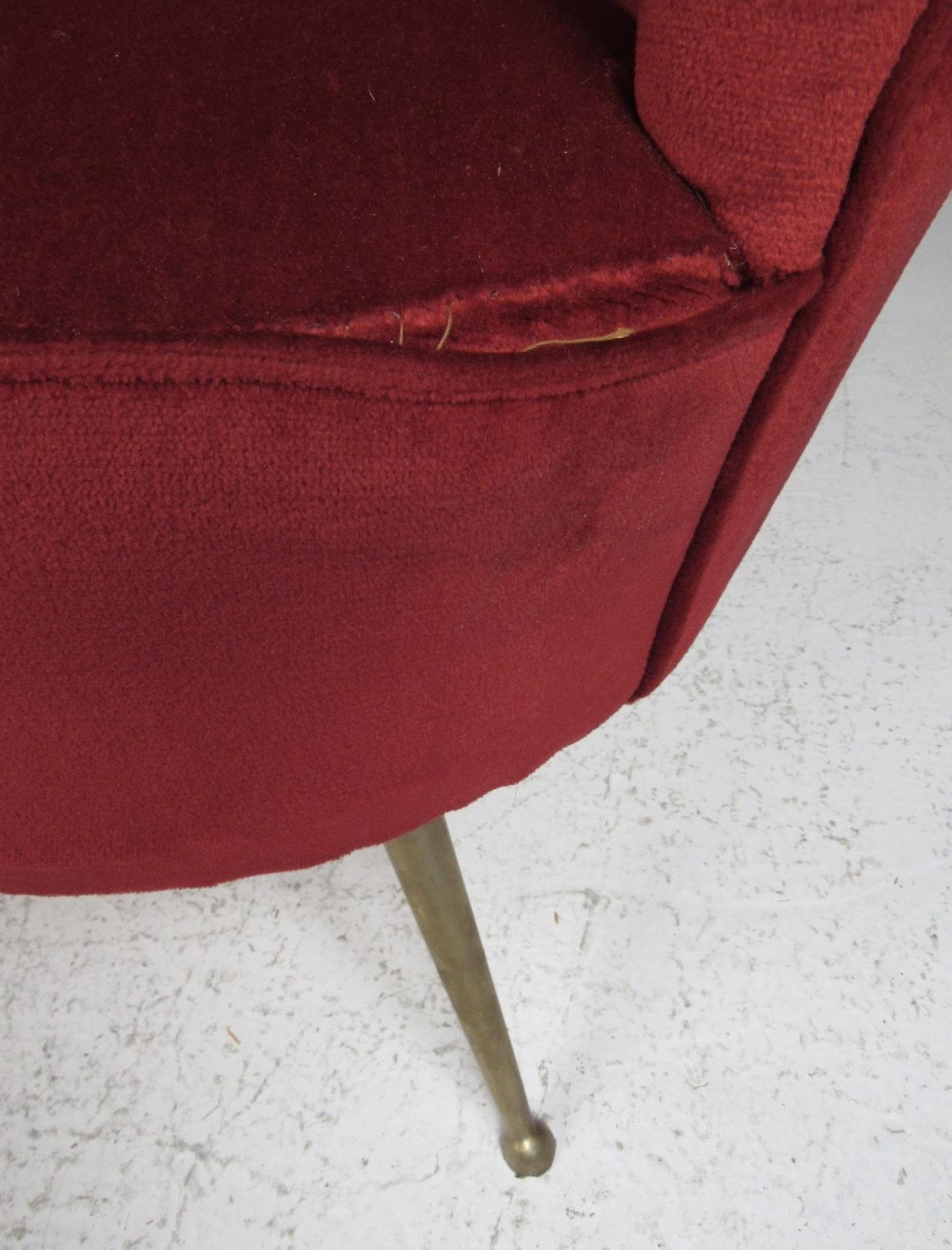 Gio Ponti attr Velvet Loveseat For Sale 1