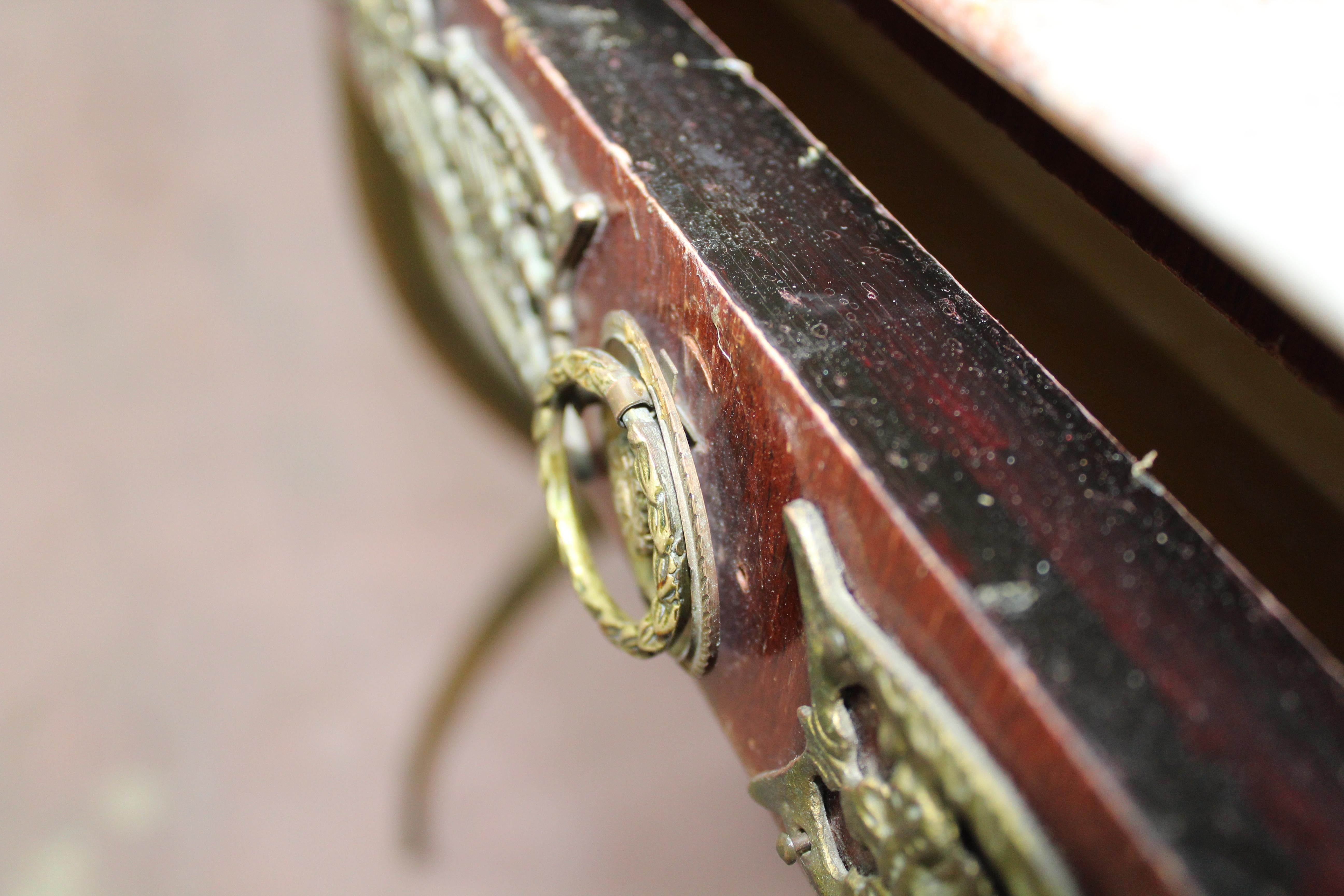  Midcentury wood, Marble and Brass Console Table, Italy 1950s 8