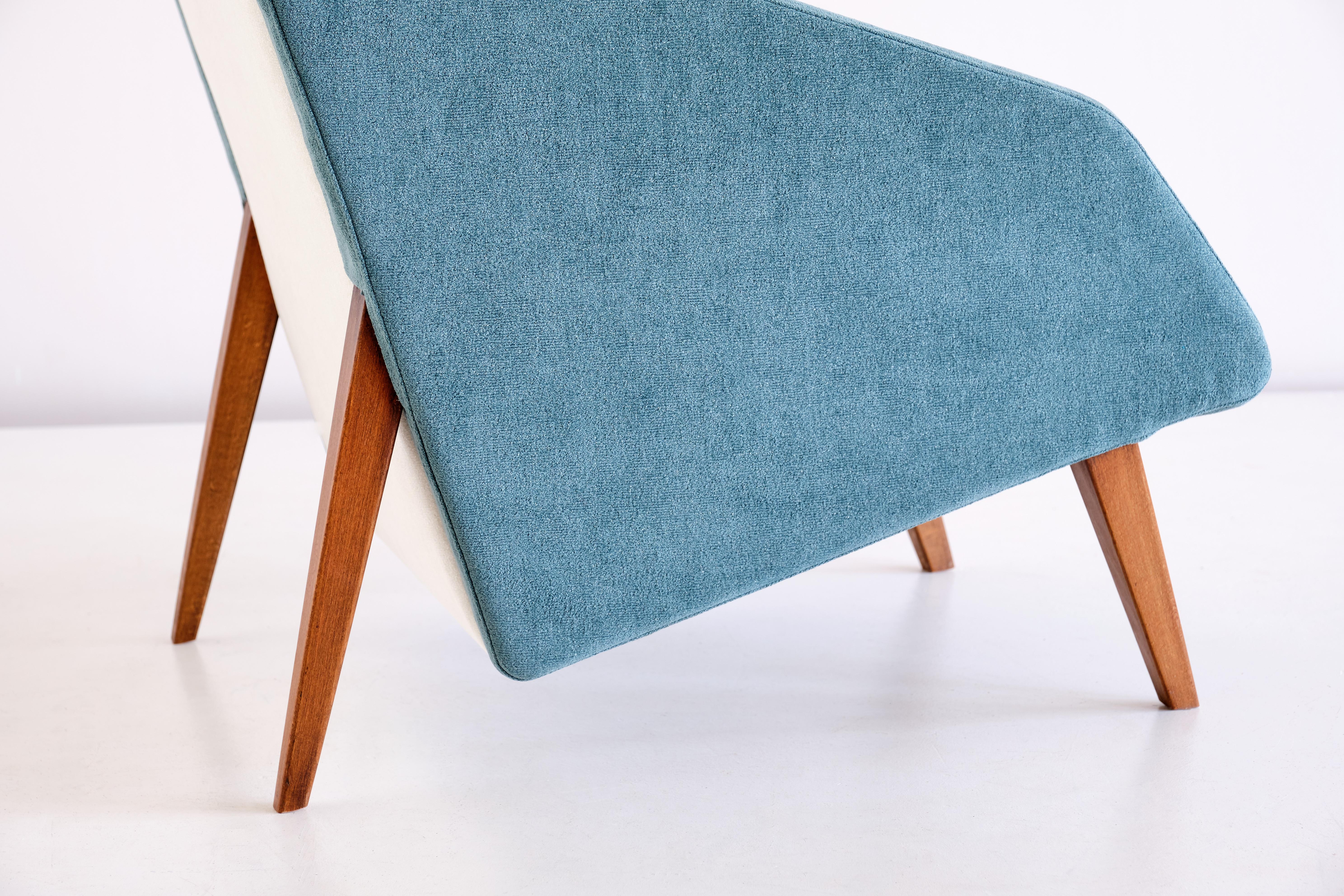 Poltrona attribuita a Gio Ponti in tessuto Lelièvre e faggio, Italia, fine anni '50 in vendita 3