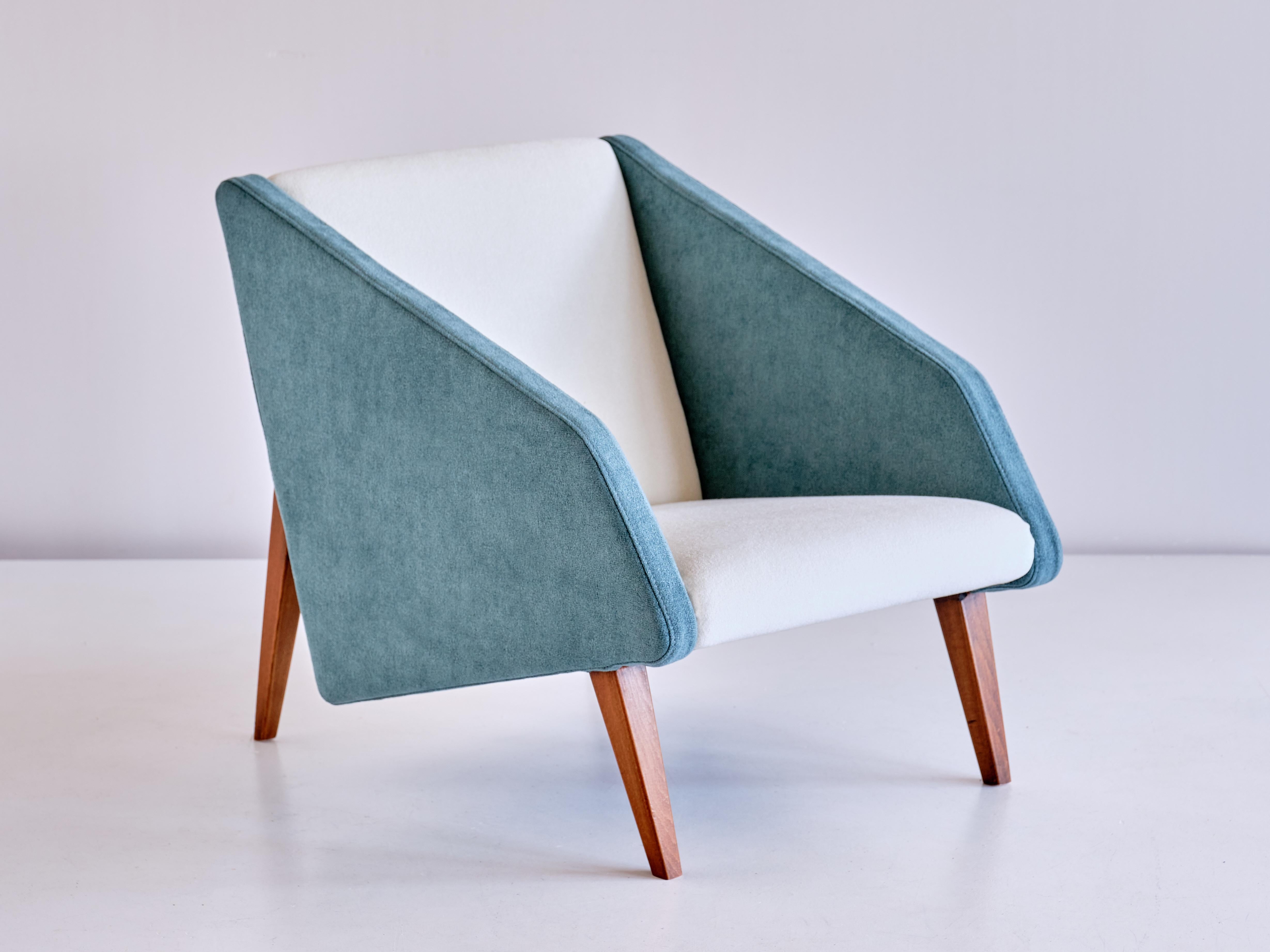 Poltrona attribuita a Gio Ponti in tessuto Lelièvre e faggio, Italia, fine anni '50 in vendita 4