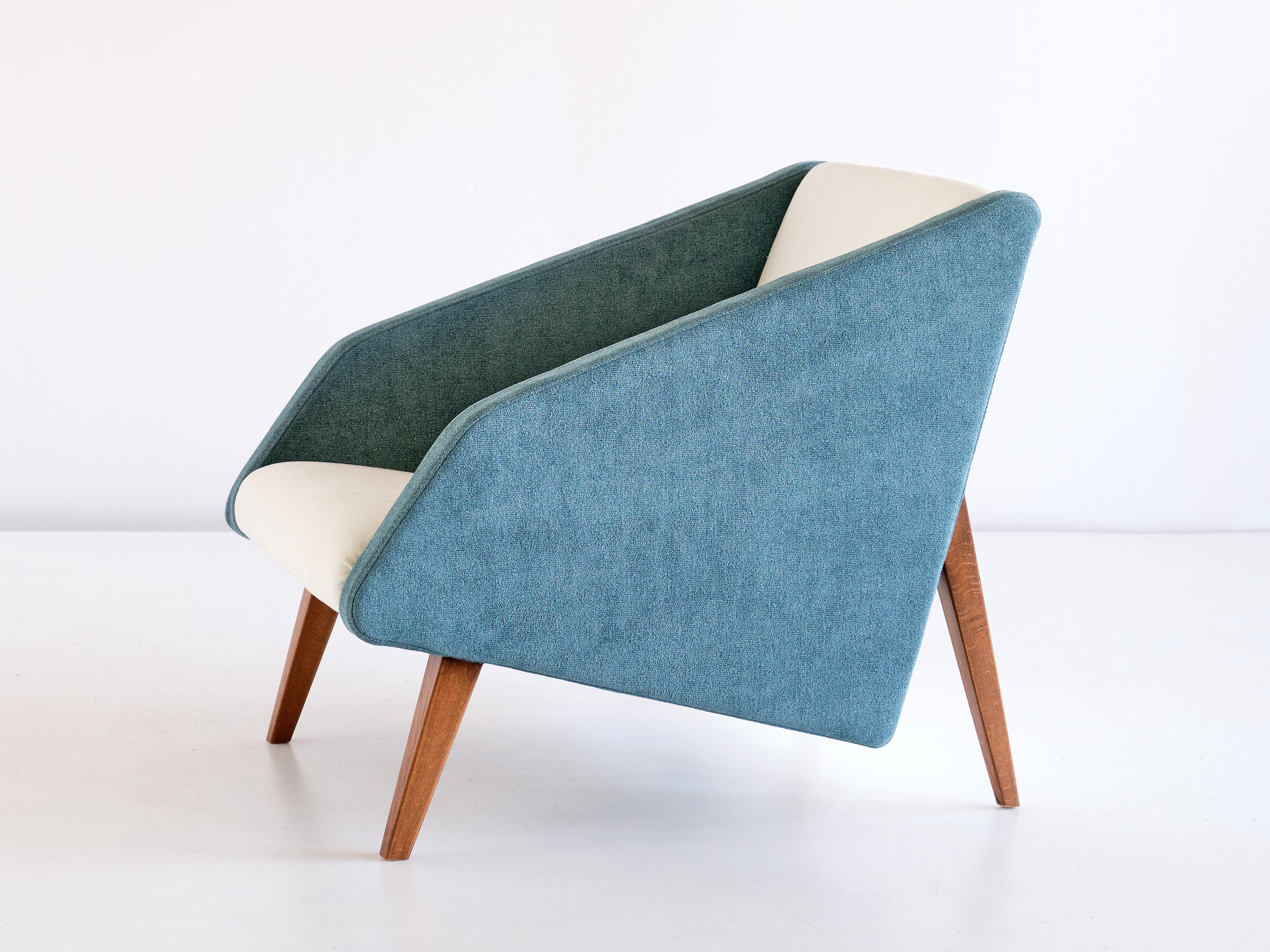 Poltrona attribuita a Gio Ponti in tessuto Lelièvre e faggio, Italia, fine anni '50 in vendita 1