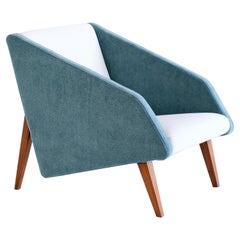 Gio Ponti Attributed Armchair in Lelièvre Fabric and Beech, Italy, Late, 1950s