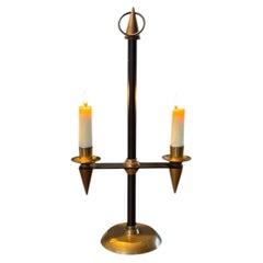 Chandelier attribué à Gio Ponti, noir et laiton, Italie, vers 1950
