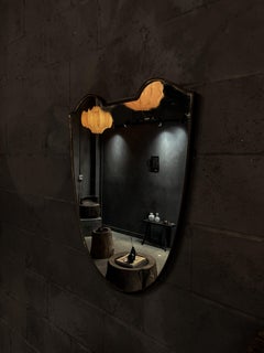 Brass Italian Shield Mirror in the style of Gio Ponti- 1950s