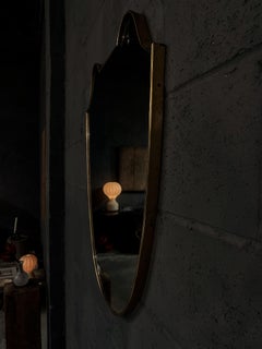 Gio Ponti Attributed Brass Italian Shield Mirror - 1940s