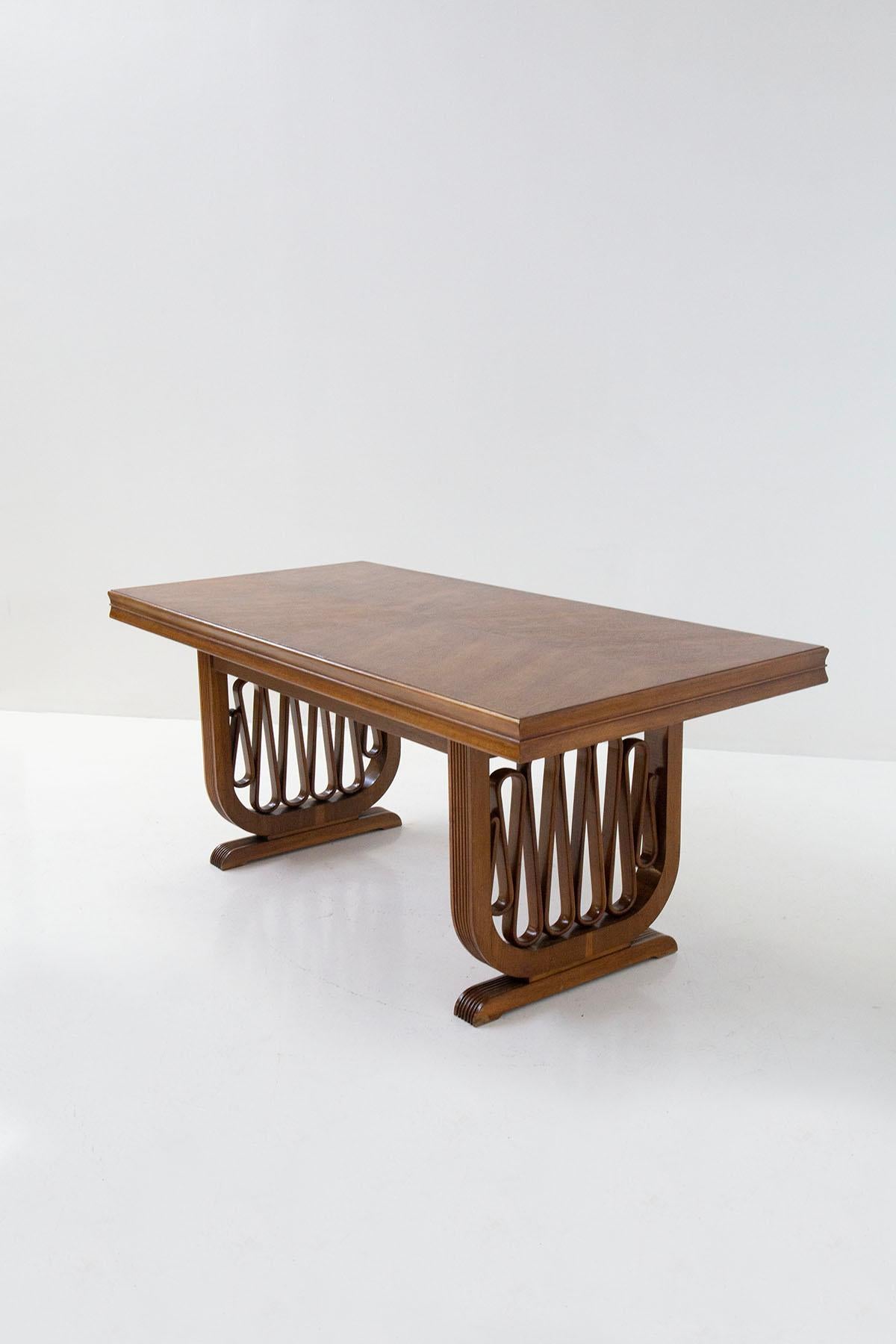 Mid-Century Modern Gio Ponti Attributed Important Wooden Volute Dining Table