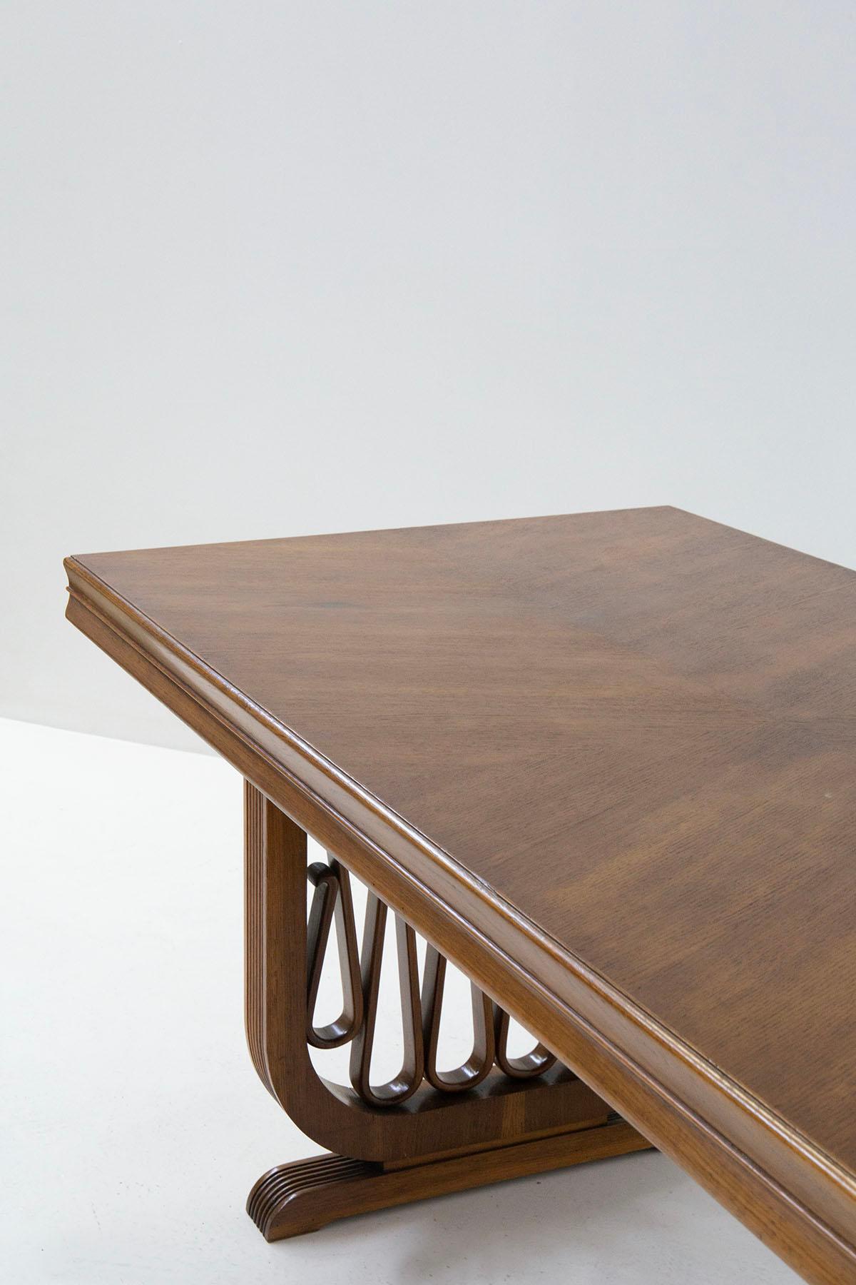 Italian Gio Ponti Attributed Important Wooden Volute Dining Table