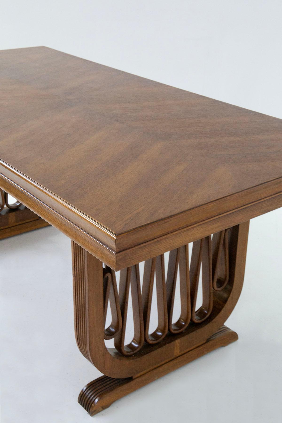 Mid-20th Century Gio Ponti Attributed Important Wooden Volute Dining Table