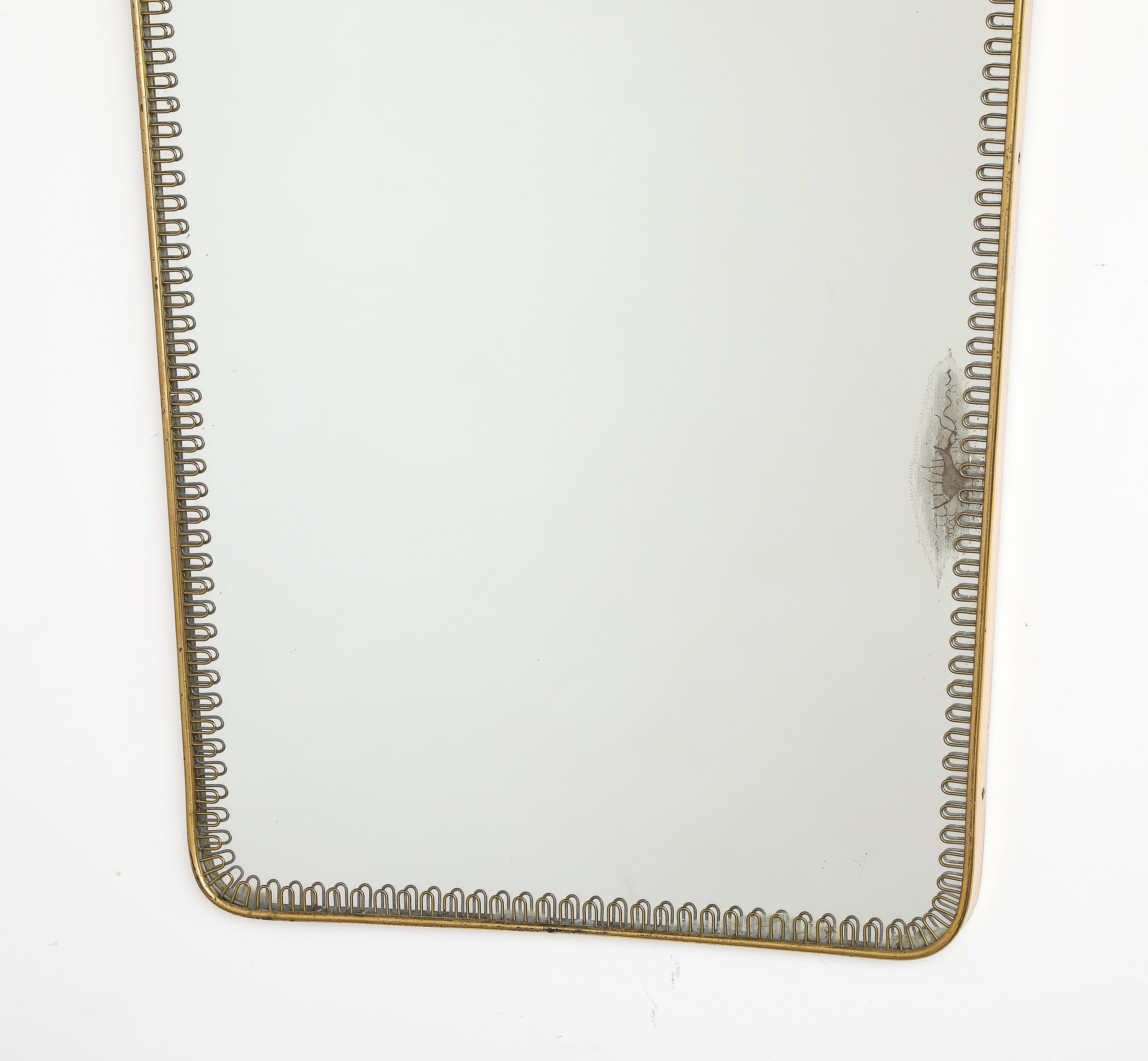 Gio Ponti Attributed Italian Modernist Brass Framed Mirror, Italy, circa 1940 For Sale 7