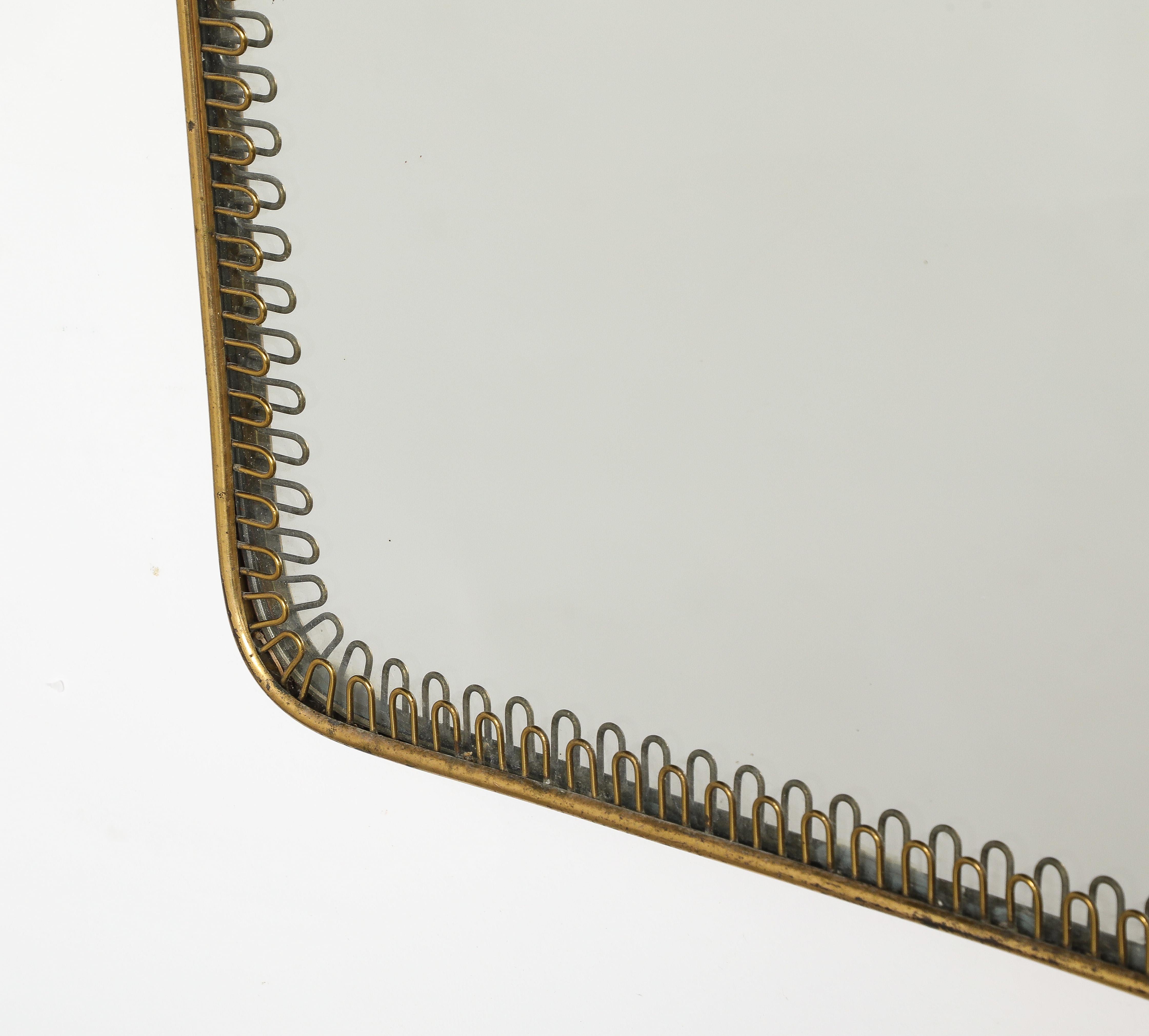 Gio Ponti Attributed Italian Modernist Brass Framed Mirror, Italy, circa 1940 For Sale 3
