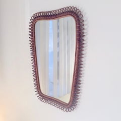 Gio Ponti Attributed Large Rattan and Bamboo Mirror, circa 1950, Italy
