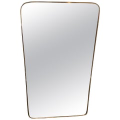 Gio Ponti attributed Minimal Brass Mirror, Italy, 1950s