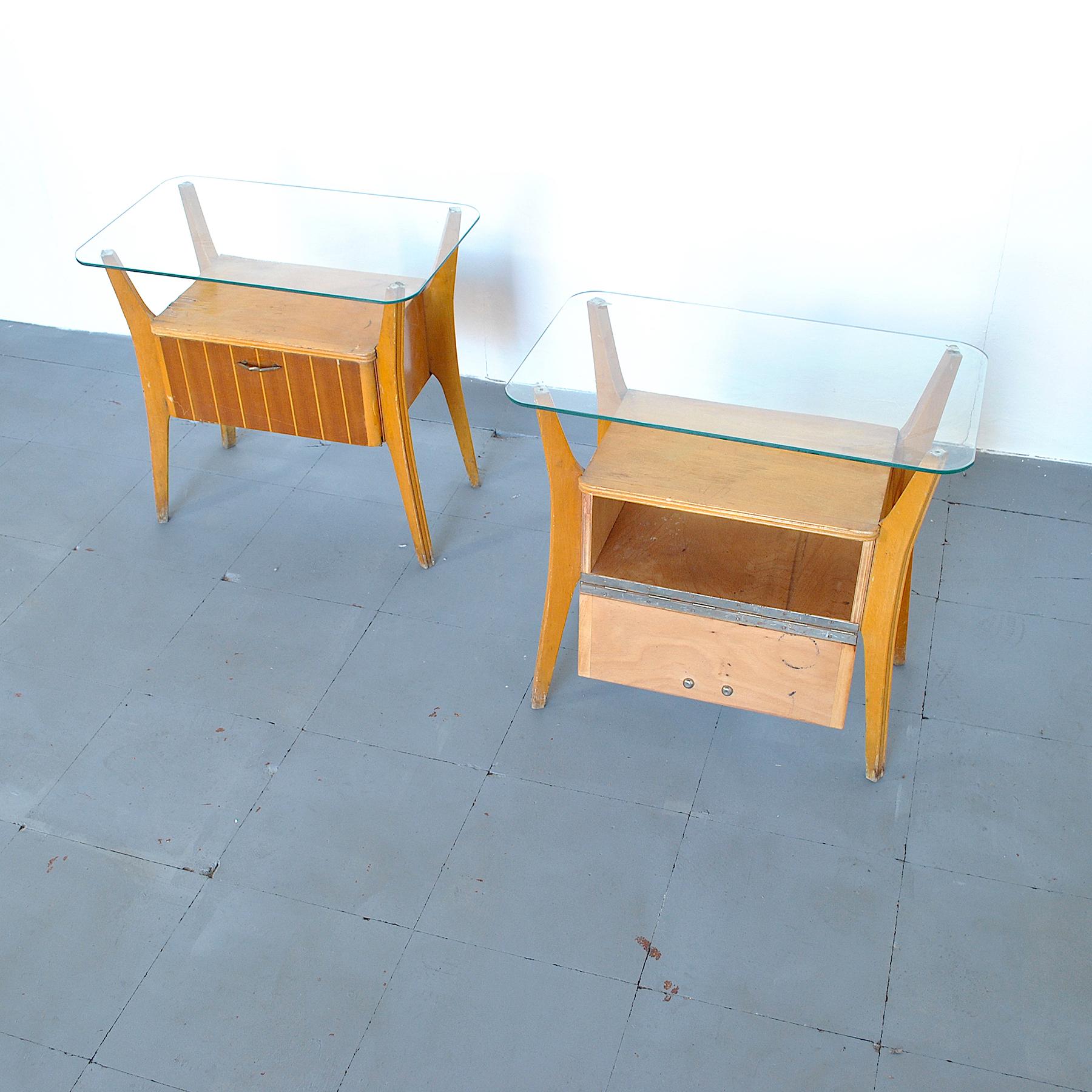 Glass Gio Ponti Attributed Nightstands from the 1960s