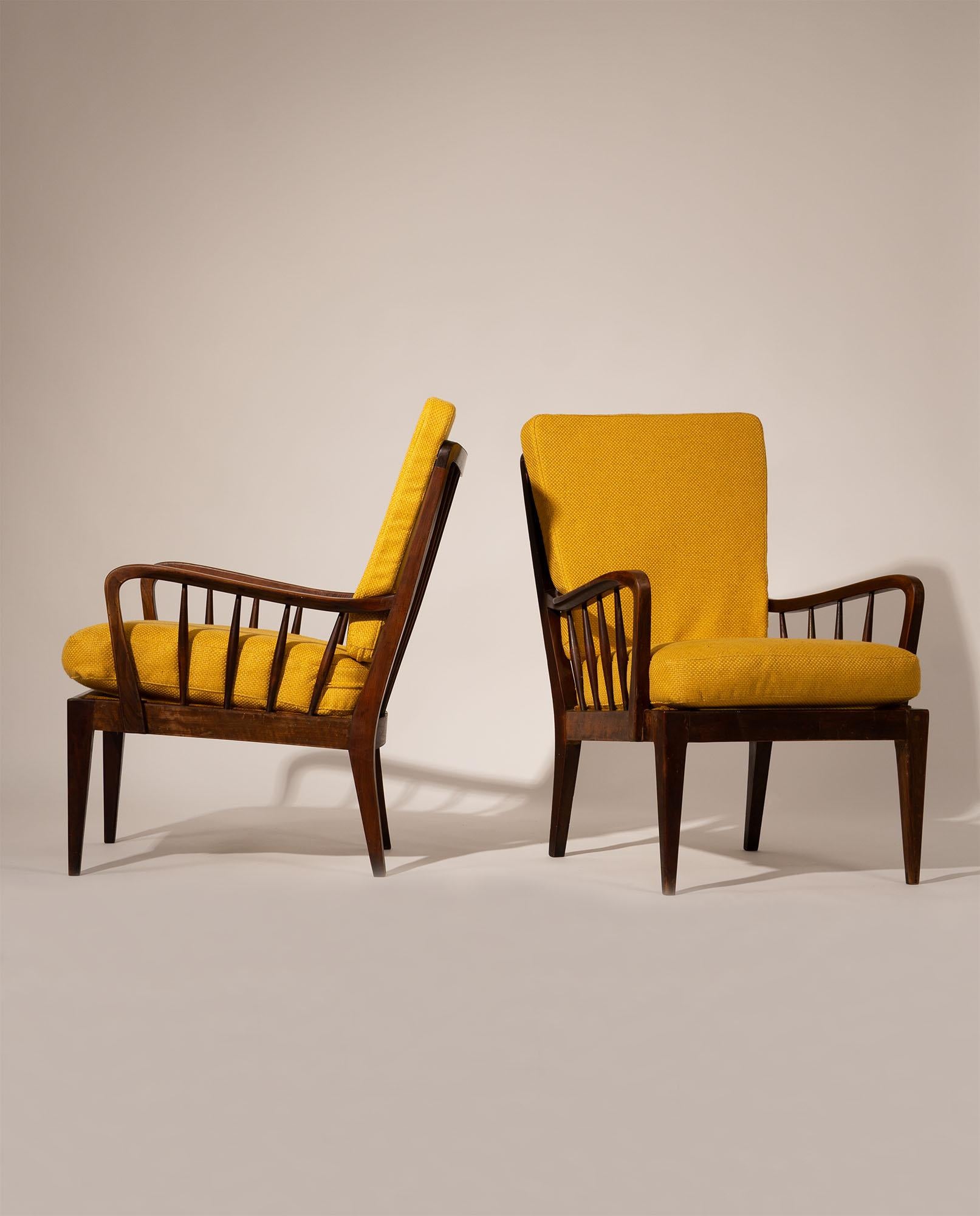 Gio Ponti (attributed to), Pair of Armchairs, late 1940s. In Good Condition For Sale In Kampen, NL