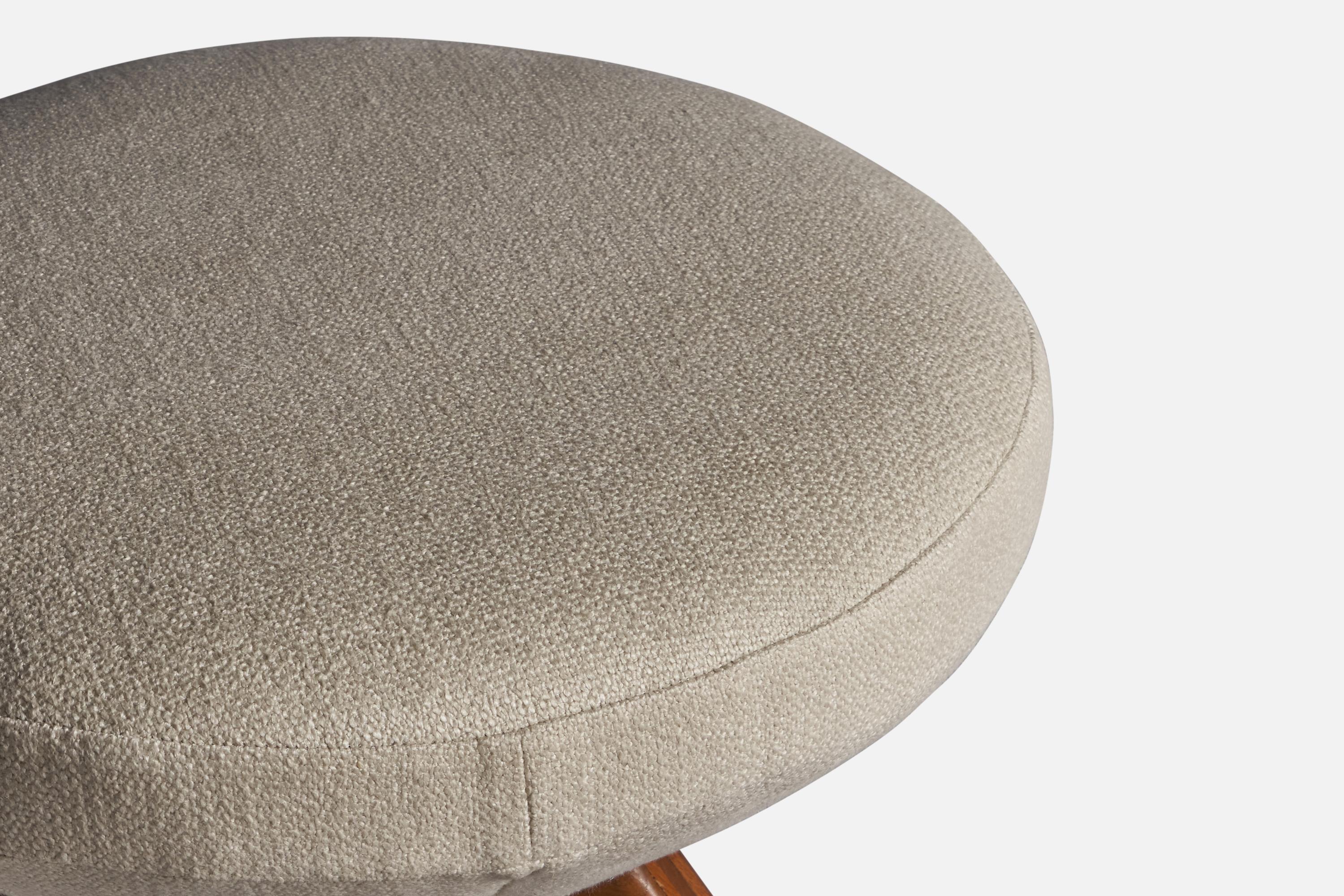 Gio Ponti Attribution, Stool, Walnut, Fabric, Italy, 1950s In Good Condition For Sale In High Point, NC