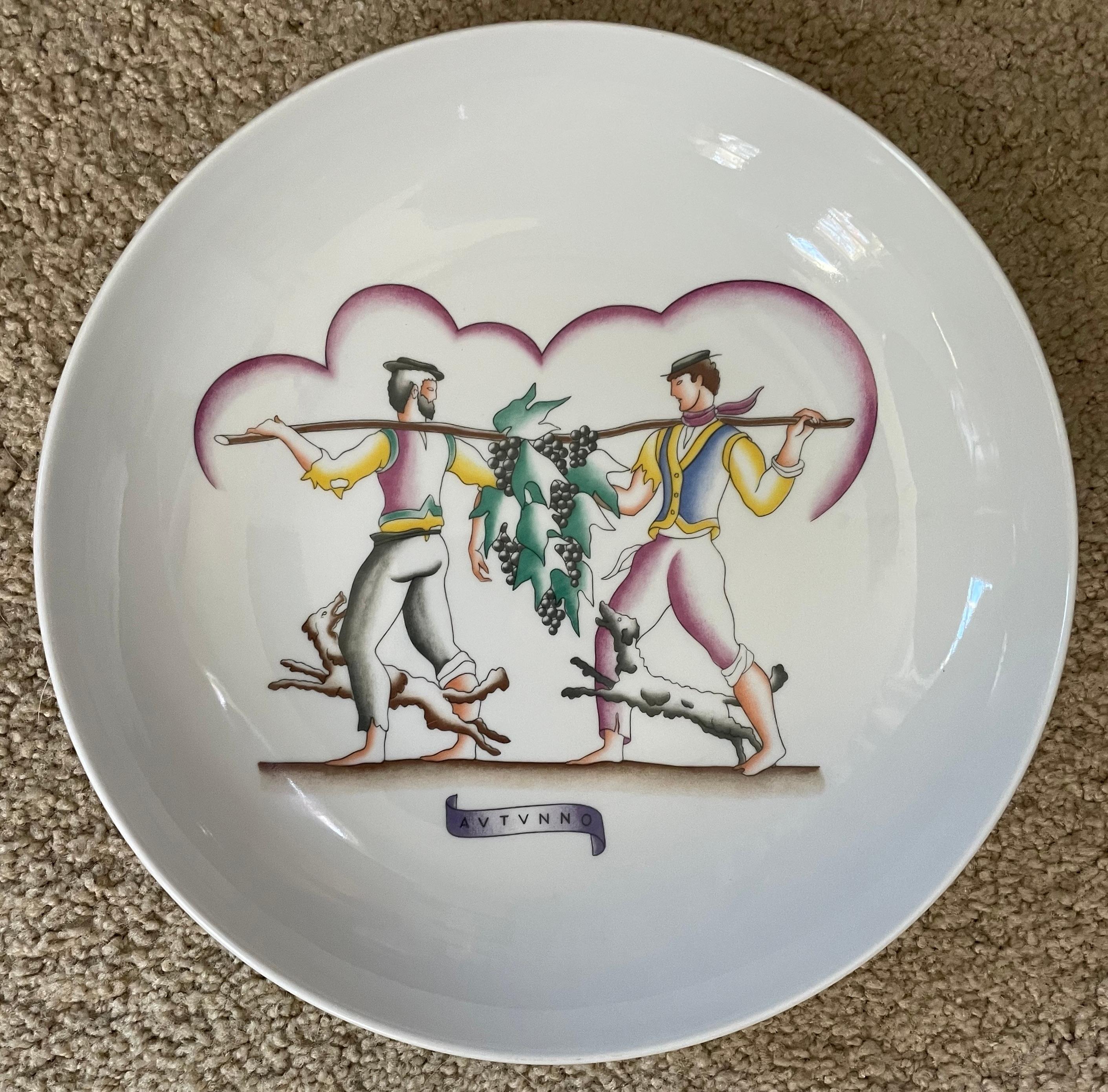 Painted Gio Ponti Autumn Plate For Sale