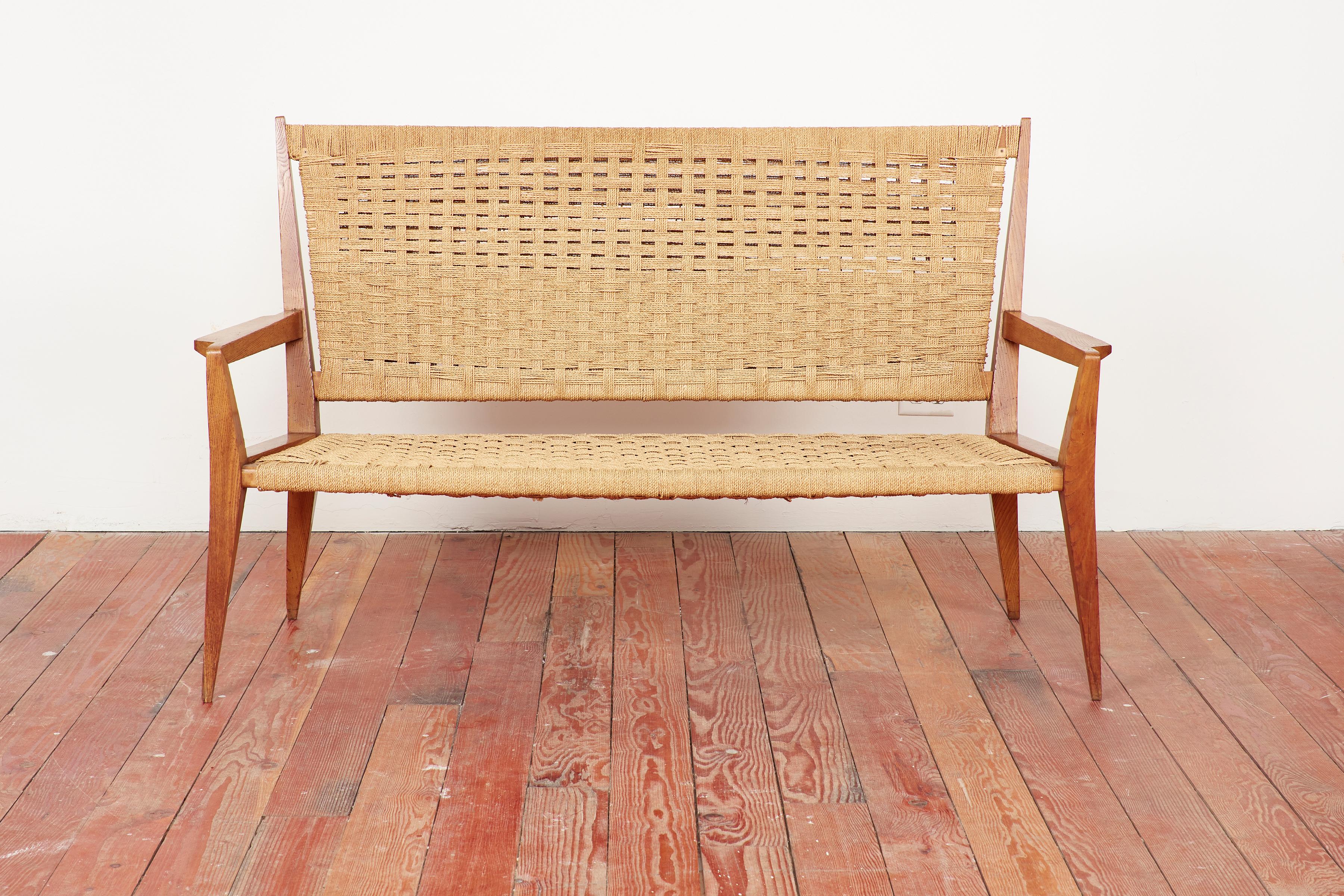 woven bench with back