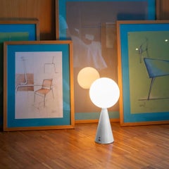 Gio Ponti 'Bilia Mini' Portable Lamp in White and Opaline Glass for Fontana Arte