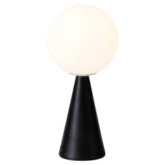 Lampe de table 'Bilia Mini' de Gio Ponti en noir et verre opalin pour Fontana Arte