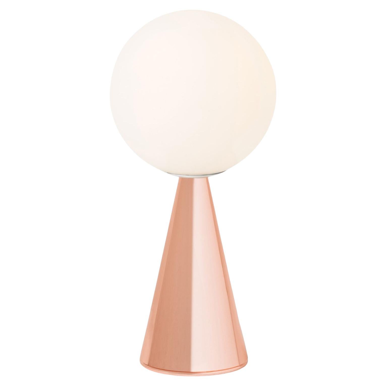 Lampada da tavolo 'Bilia Mini' di Gio Ponti in rame e vetro opalino per Fontana Arte