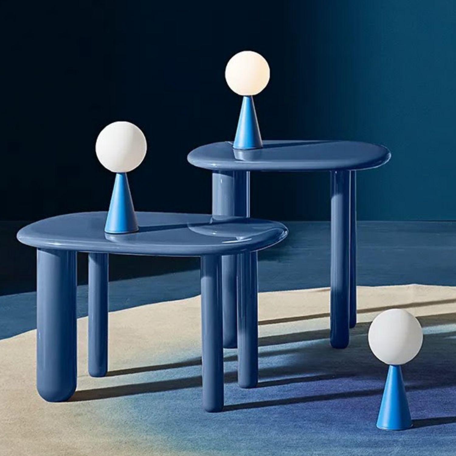 Brushed Gio Ponti 'Bilia Mini' Table Lamp in Nickel and Opaline Glass for Fontana Arte For Sale