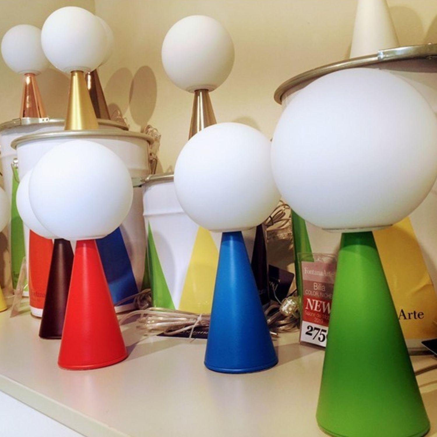 italien Lampe de bureau Bilia Mini de Gio Ponti en verre jaune et opalin pour Fontana Arte en vente