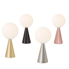 Gio Ponti 'Bilia' Table Lamp in Glossy Black and Opaline Glass for Fontana Arte