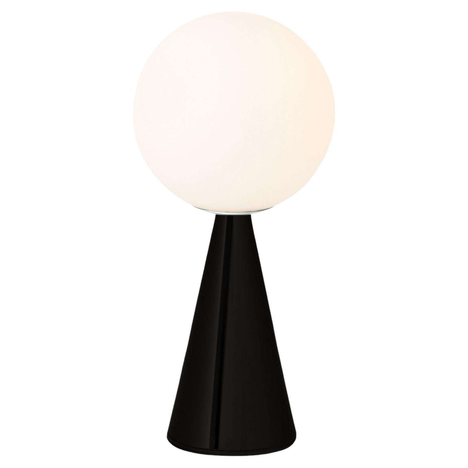 Gio Ponti für Fontana Arte, Tischlampe „Bilia“ aus glänzendem Schwarz und Opalglas