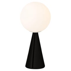 Gio Ponti für Fontana Arte, Tischlampe „Bilia“ aus glänzendem Schwarz und Opalglas
