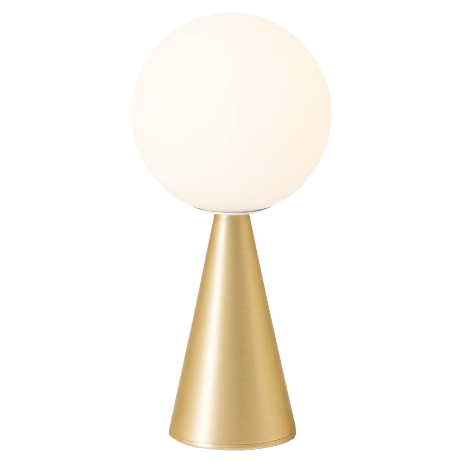 Lampe de bureau Bilia de Gio Ponti en laiton satiné et verre opalin pour Fontana Arte