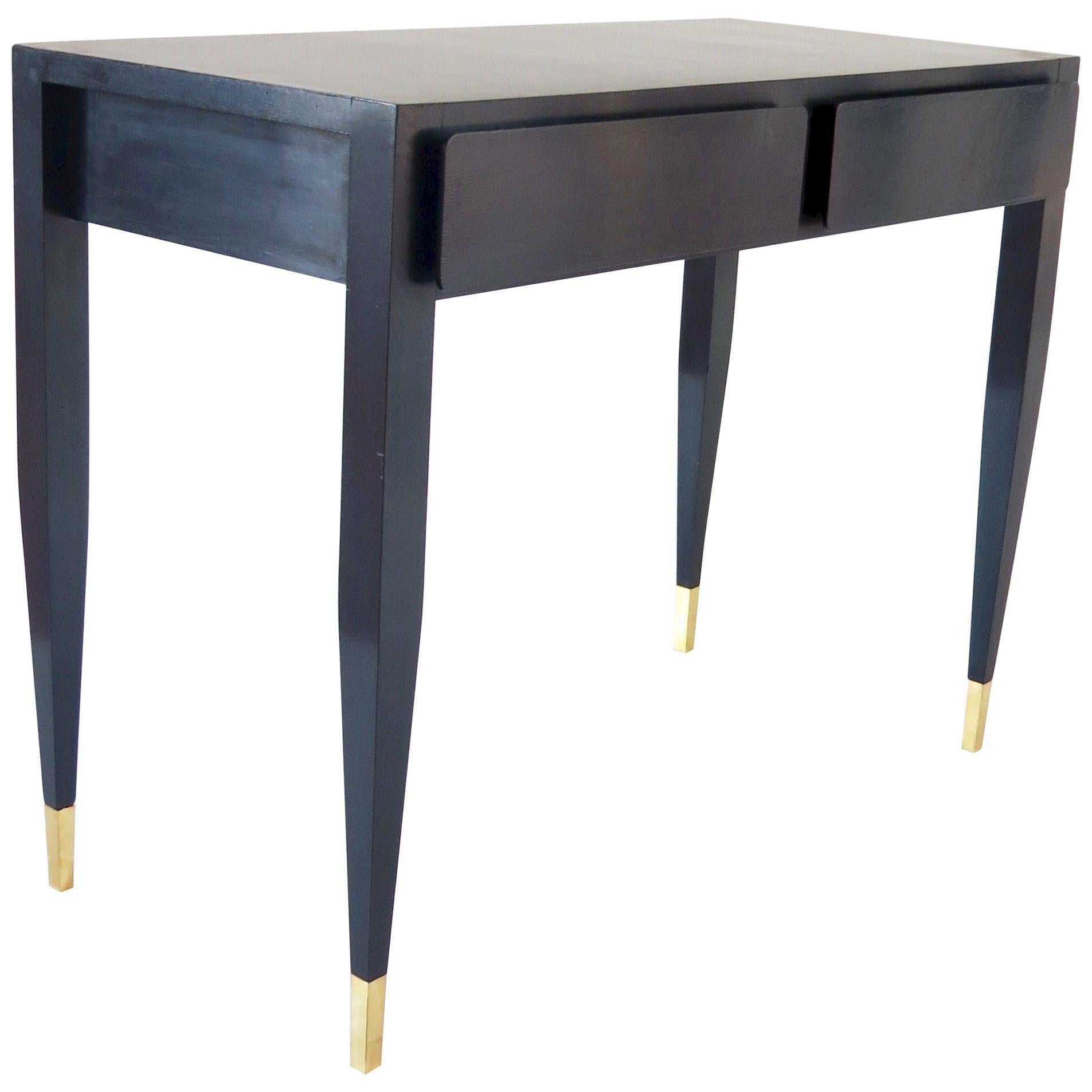 Gio Ponti Black Lacquered Vanity Desk Table Two Drawers from Hotel PdP Roma 1965