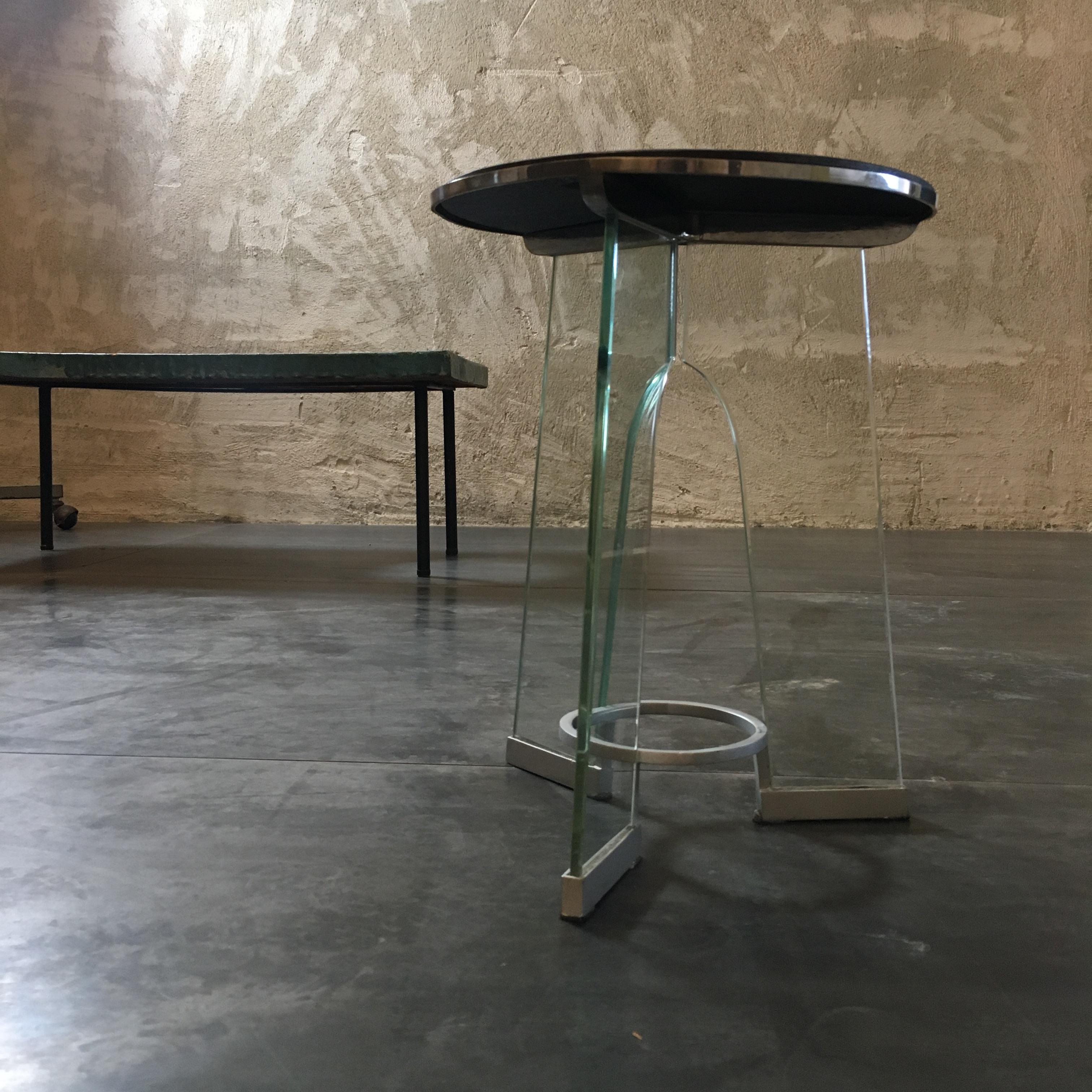 Mid-Century Modern Gio Ponti Black Vitrolite Tempered Glass Occasional Table for Fontana Arte, 1932 For Sale