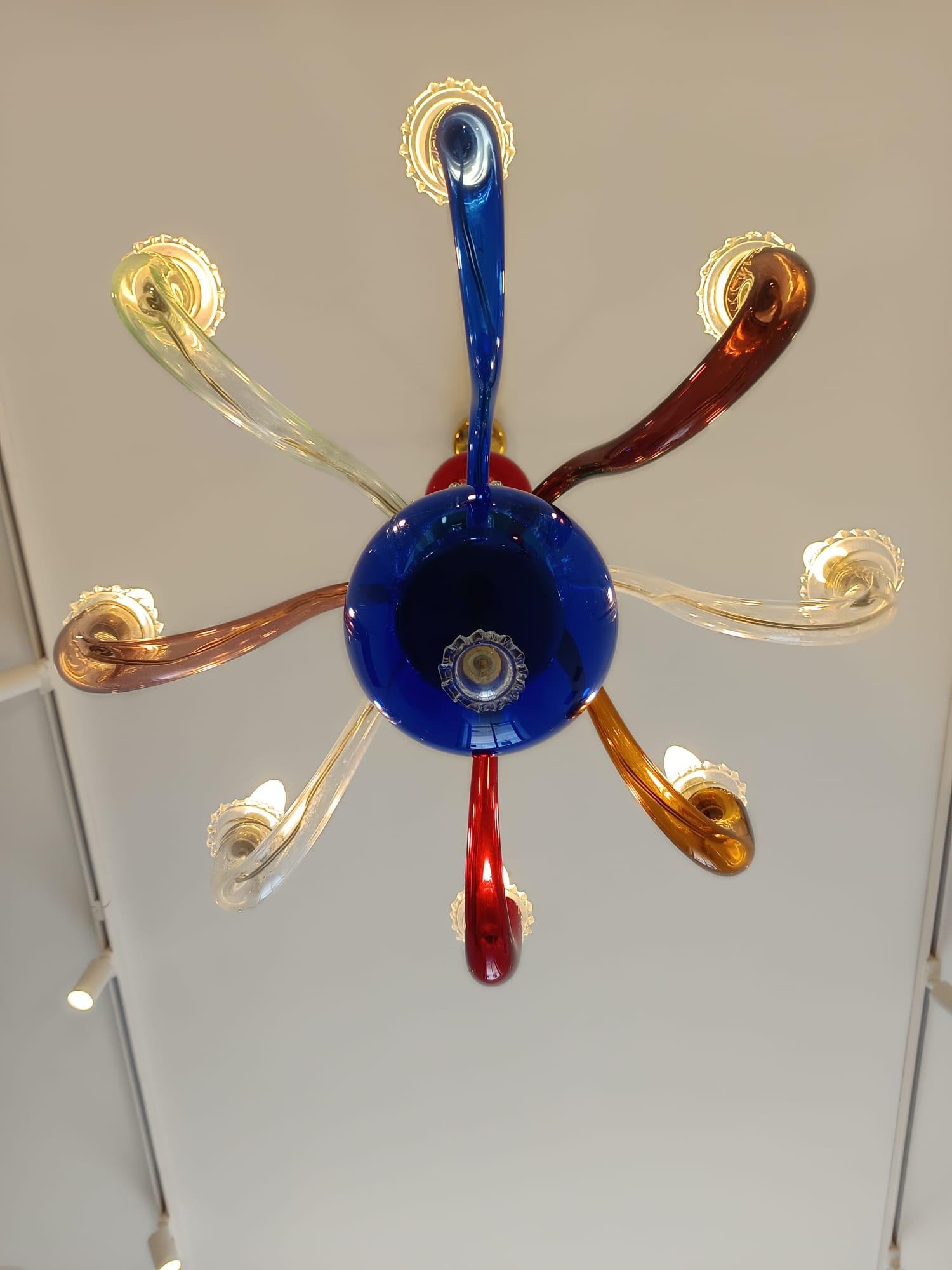 Mid-20th Century Gio Ponti Blown Murano Glass Chandelier by Venini 1946 in vendita