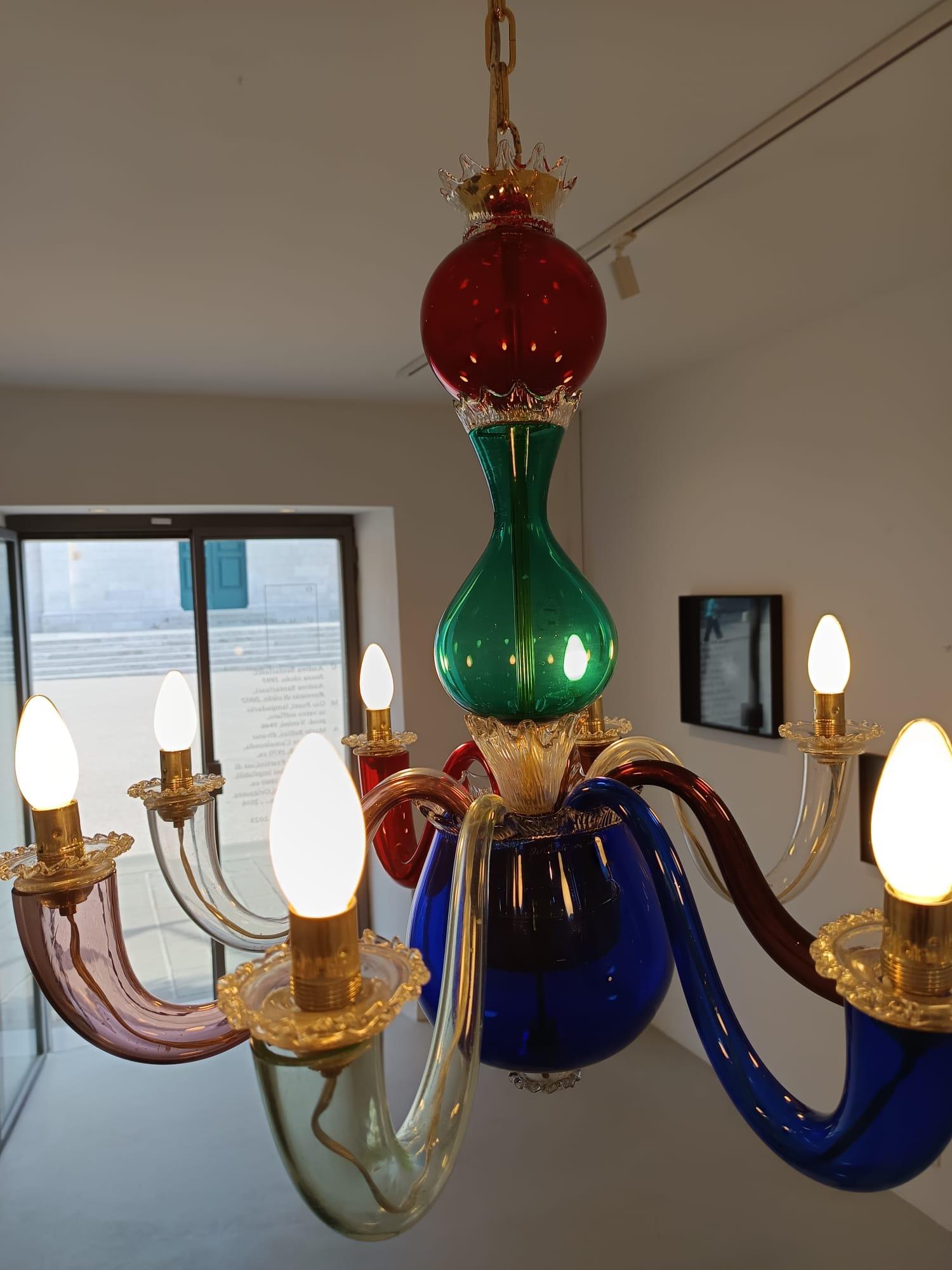 Vetro di Murano Gio Ponti Blown Murano Glass Chandelier by Venini 1946 in vendita