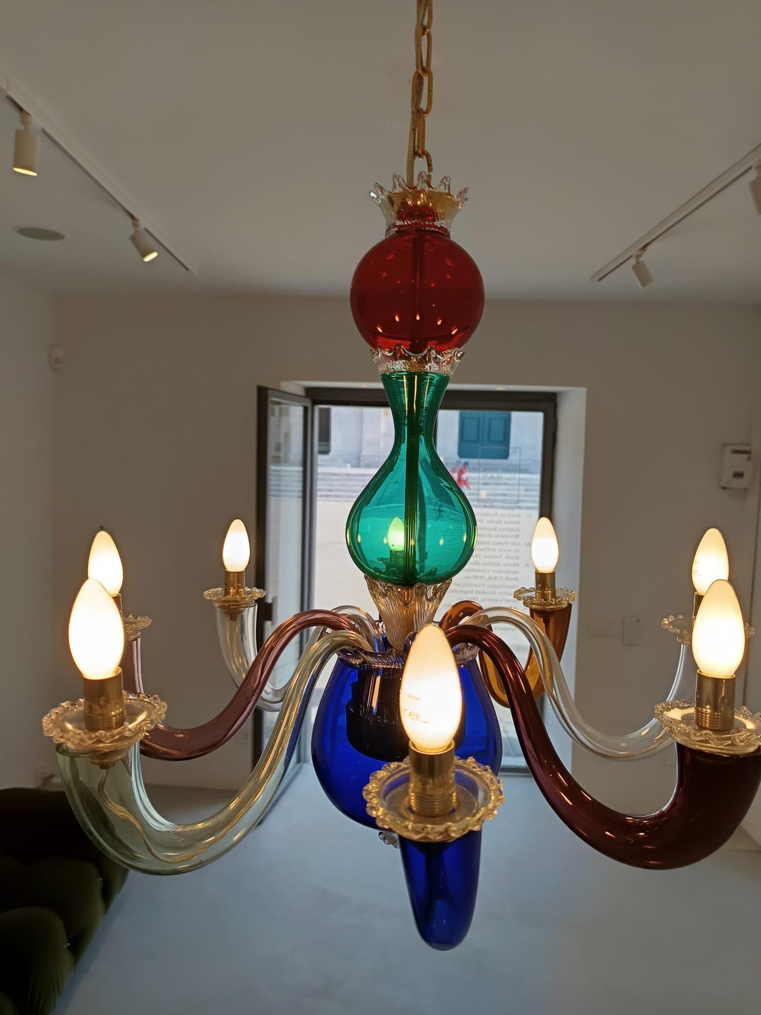 Gio Ponti Blown Murano Glass Chandelier by Venini 1946 in vendita 1