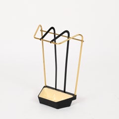 Gio Ponti Brass and Enameled Metal Umbrella Stand, Italy, 1950s
