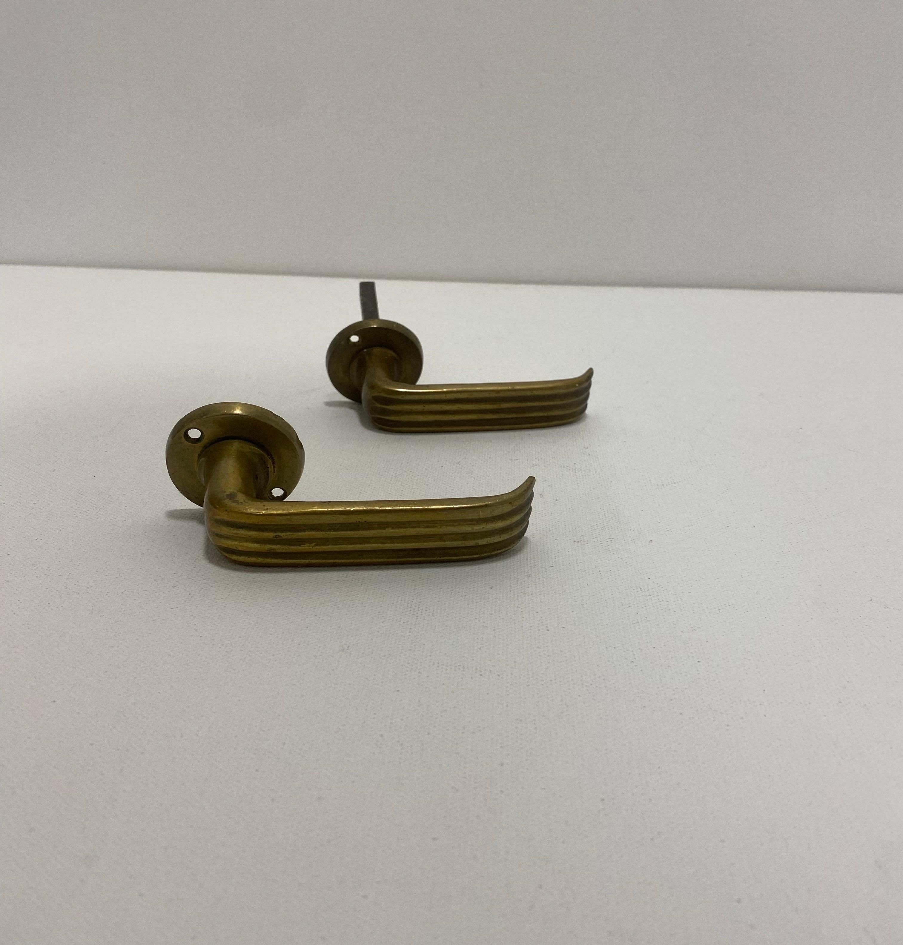 Gio Ponti Brass Door Handle Art Deco 1930s Italian Midcentury Architecture 1940s For Sale 7