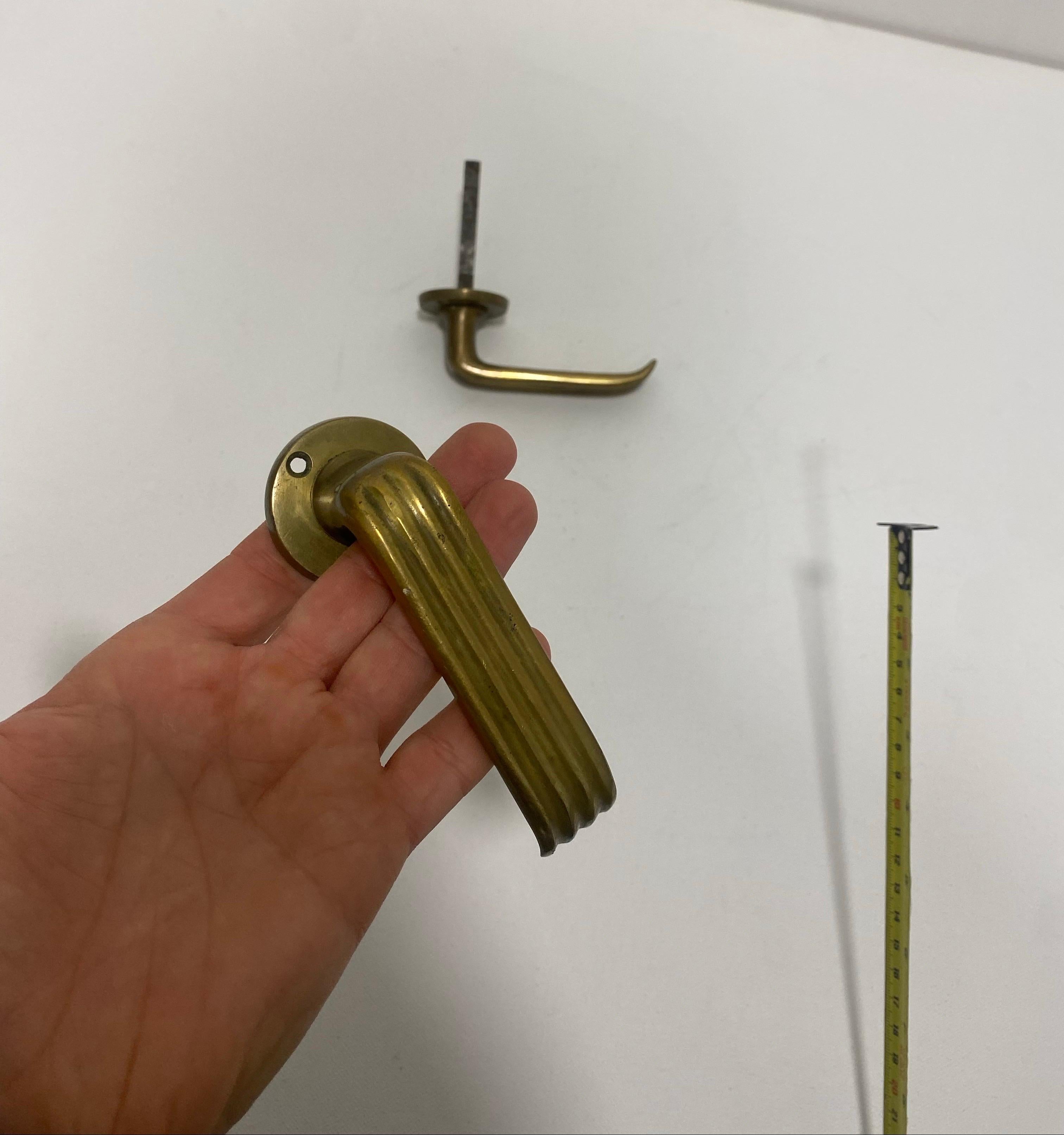Gio Ponti Brass Door Handle Art Deco 1930s Italian Midcentury Architecture 1940s For Sale 8