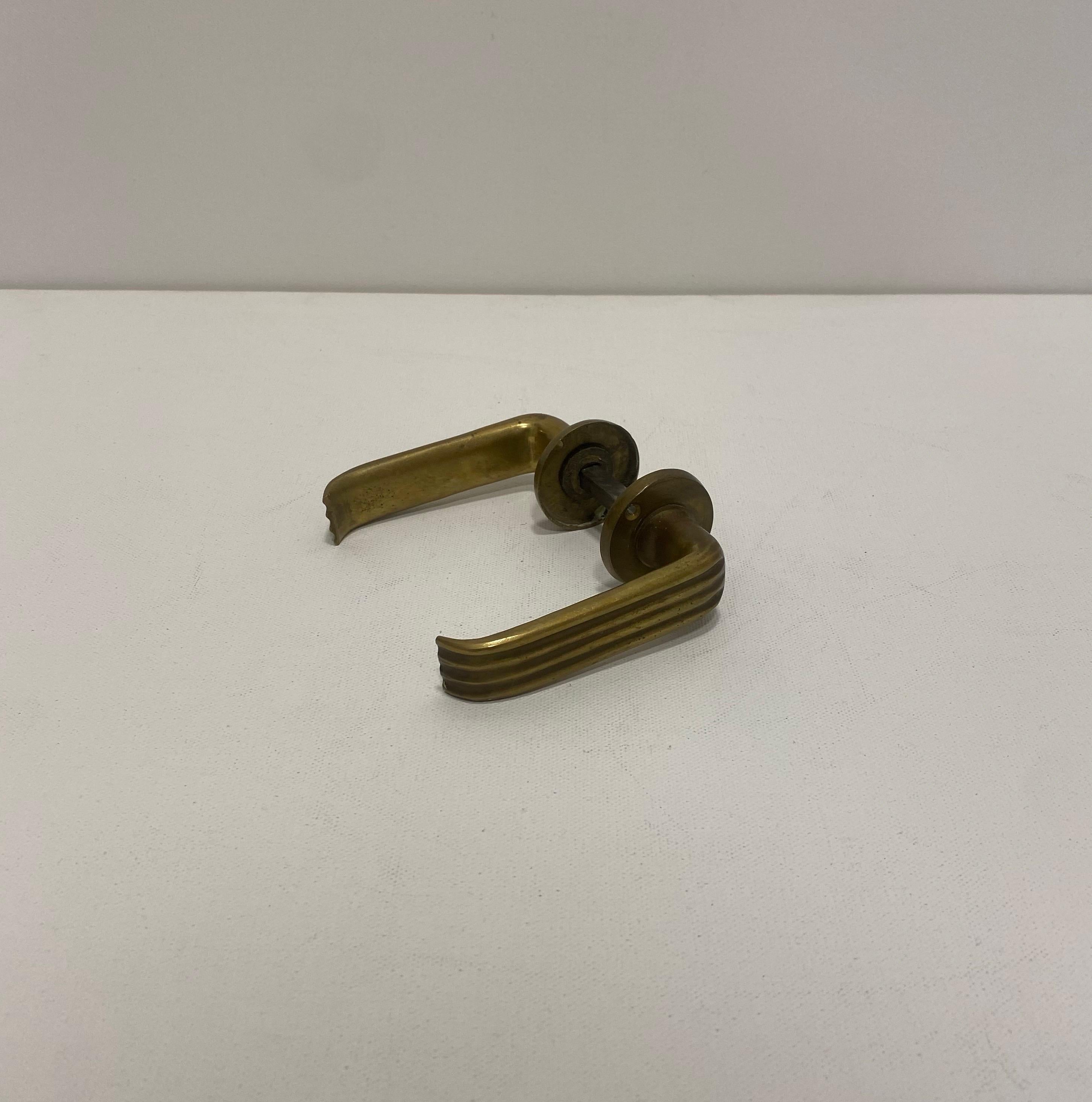Mid-20th Century Gio Ponti Brass Door Handle Art Deco 1930s Italian Midcentury Architecture 1940s For Sale