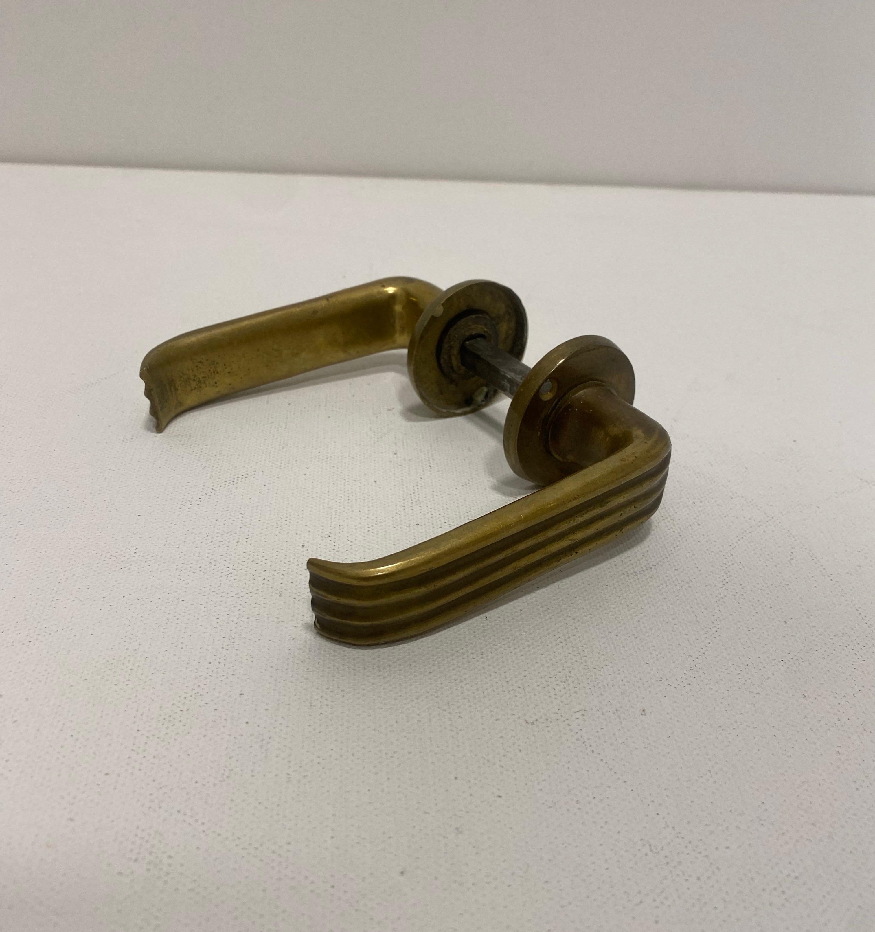 Gio Ponti Brass Door Handle Art Deco 1930s Italian Midcentury Architecture 1940s For Sale 1