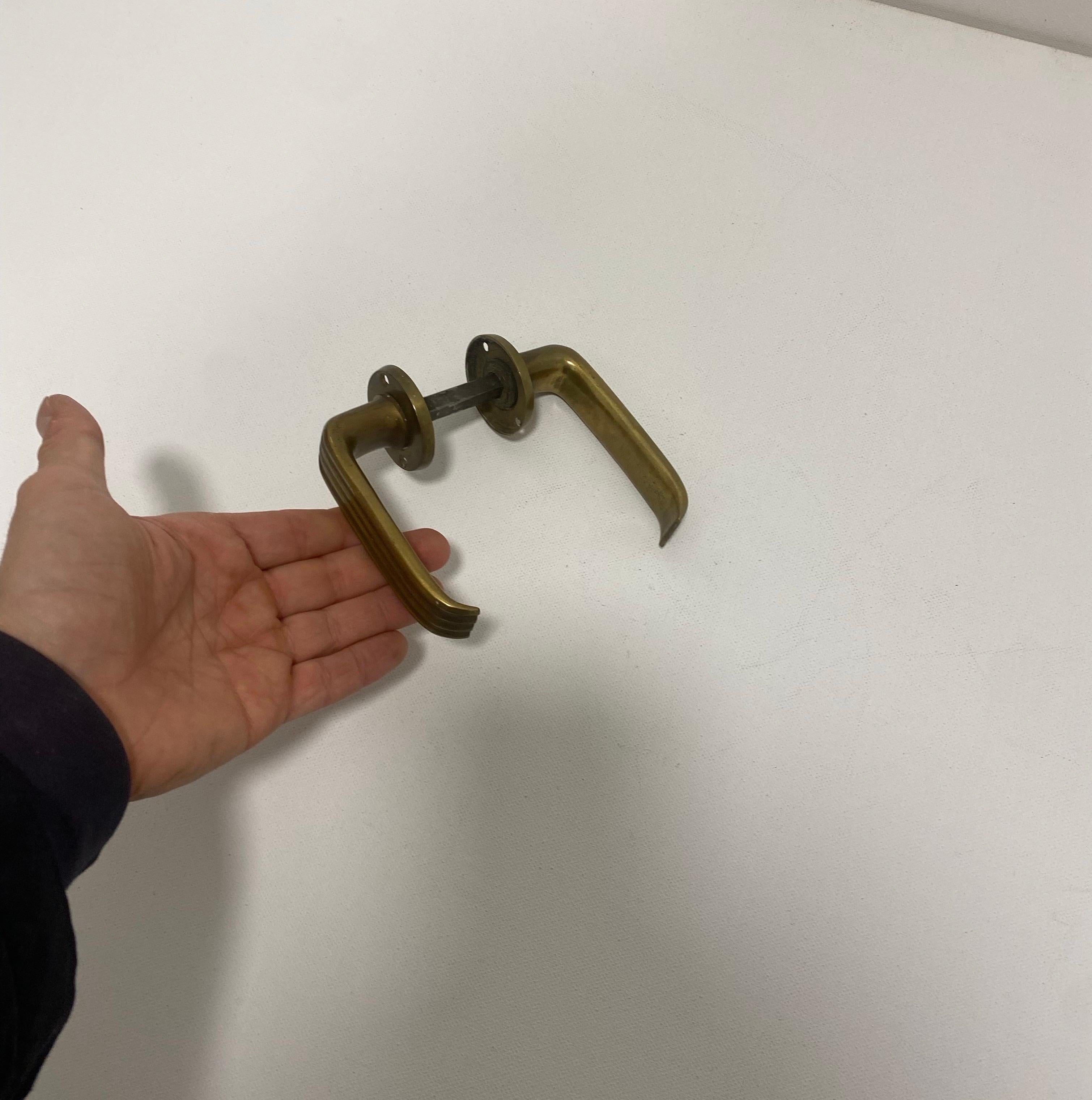 Gio Ponti Brass Door Handle Art Deco 1930s Italian Midcentury Architecture 1940s For Sale 3