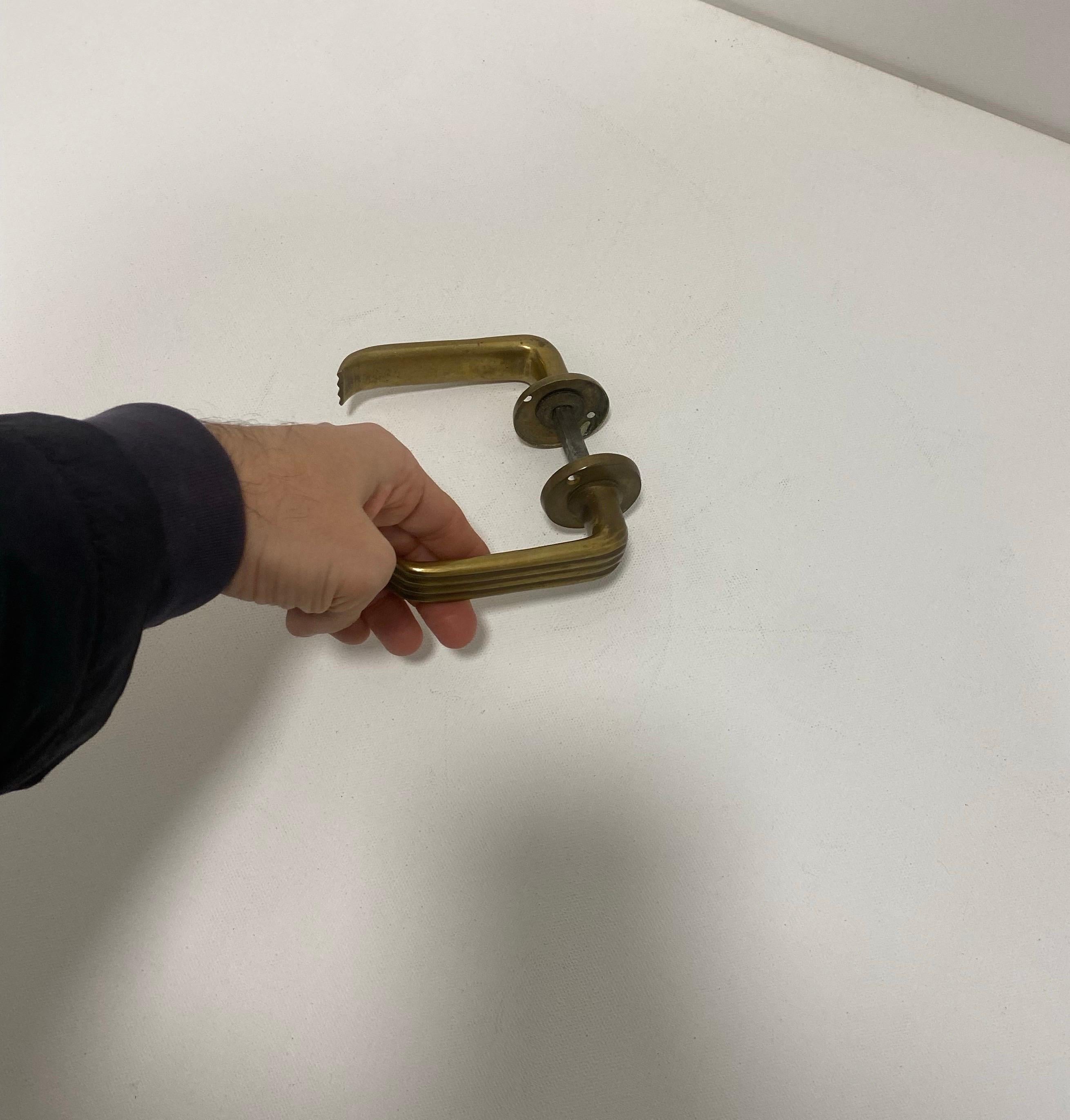 Gio Ponti Brass Door Handle Art Deco 1930s Italian Midcentury Architecture 1940s For Sale 4