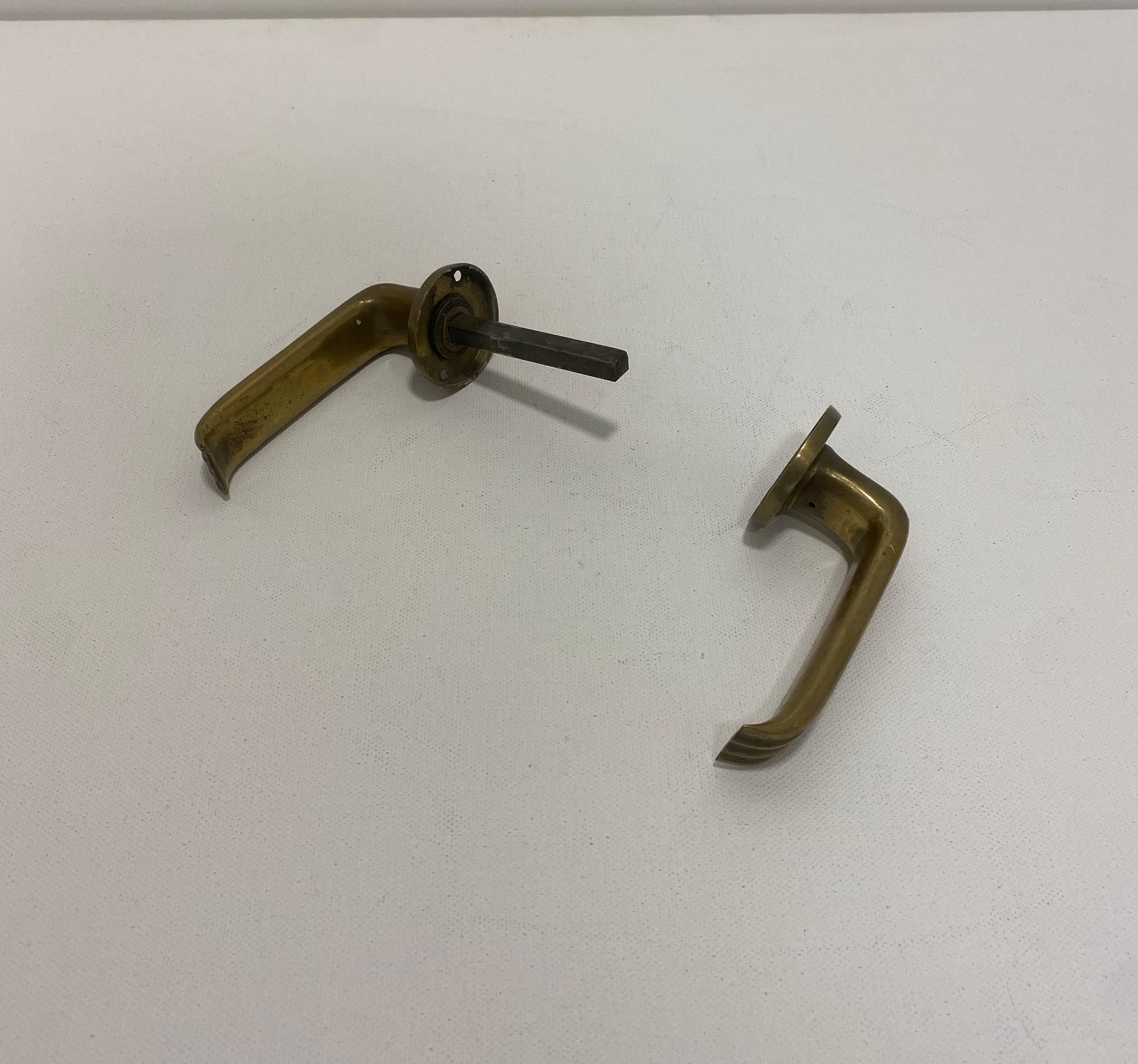 Gio Ponti Brass Door Handle Art Deco 1930s Italian Midcentury Architecture 1940s For Sale 5